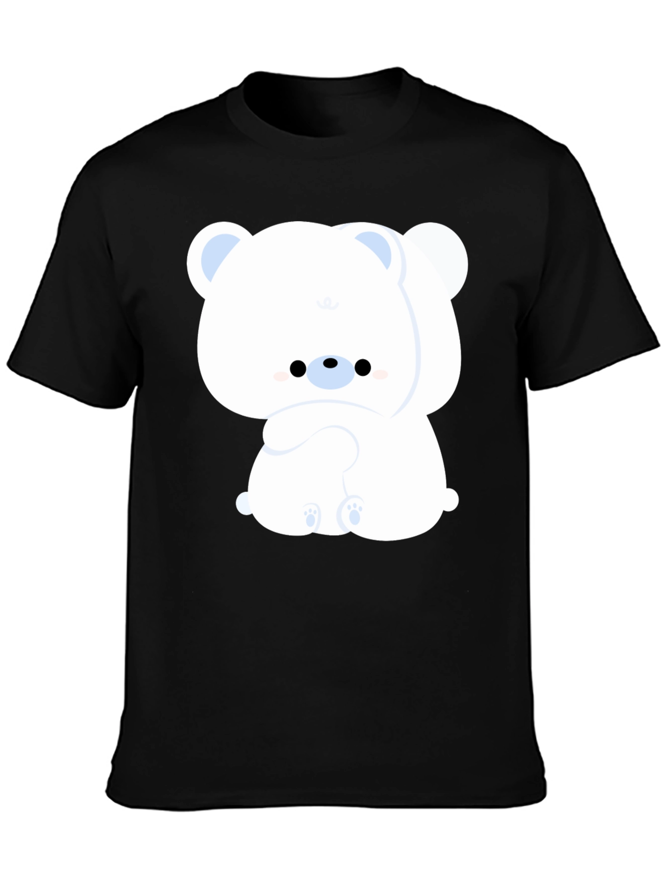 Black Cute Bear Graphic Tee - Black Cotton Comfort view 3
