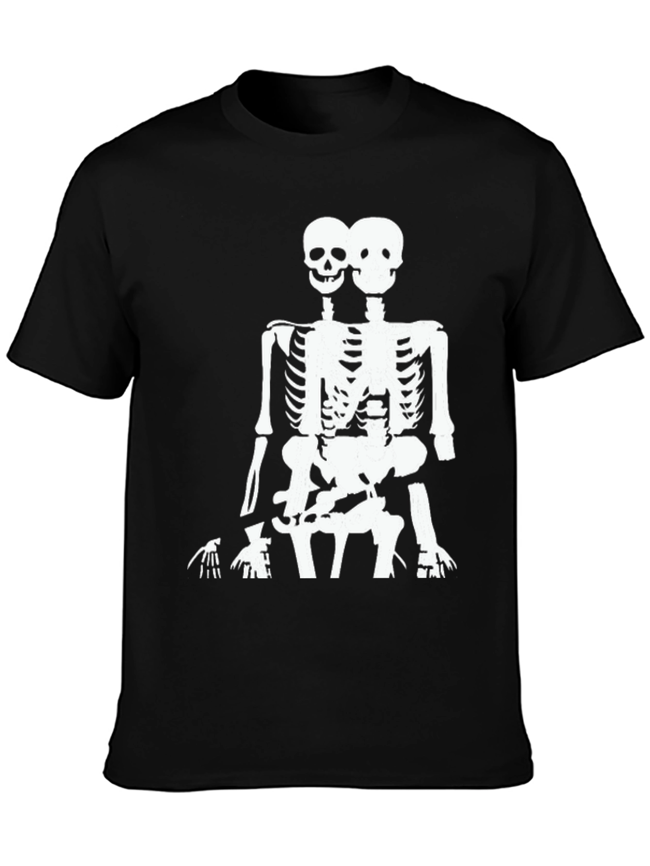 Black Two Headed Skeleton Graphic Tee - Black view 3