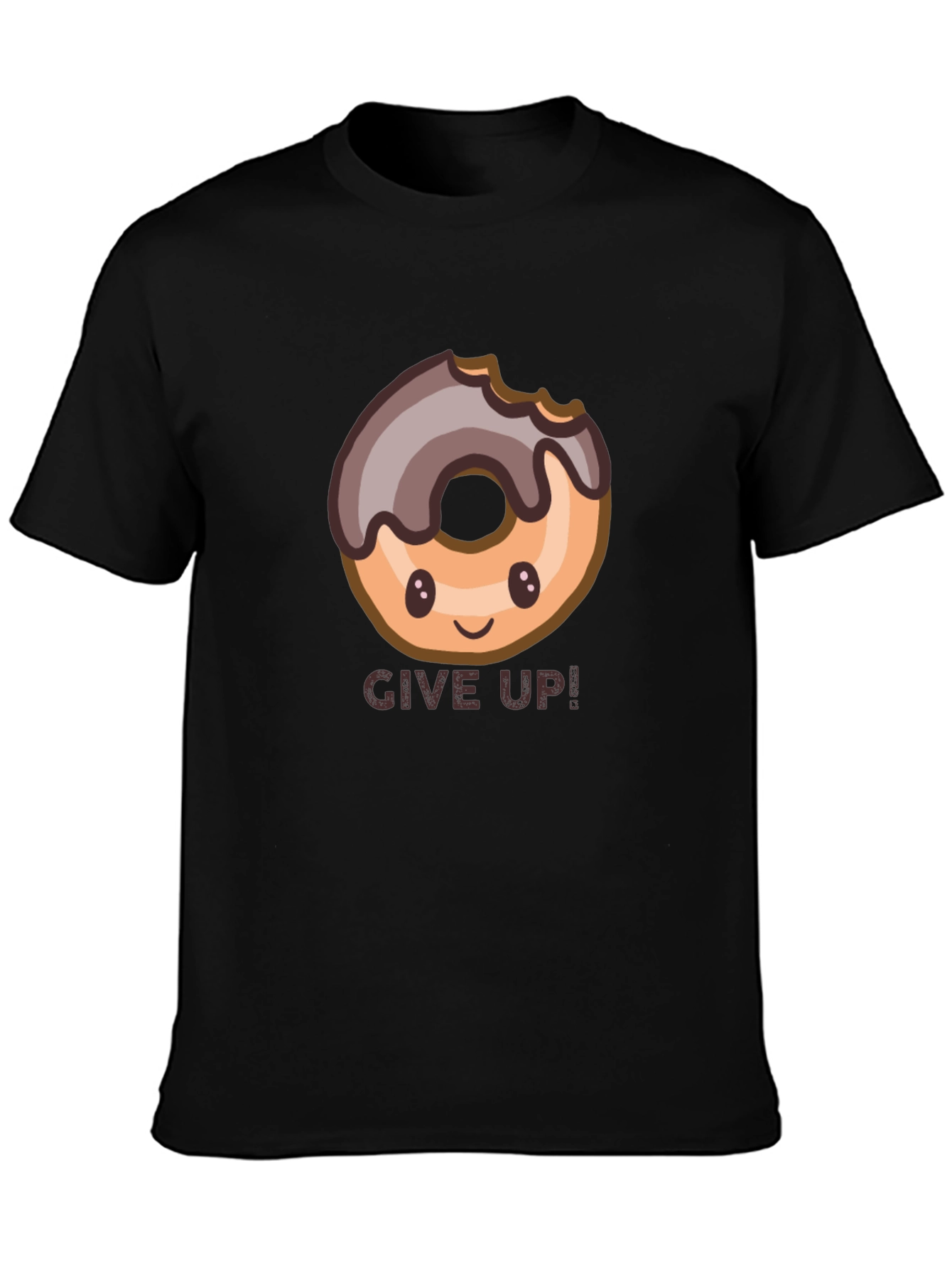 Black Donut Give Up! Graphic Tee view 3