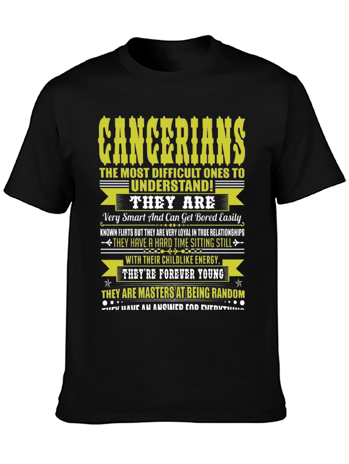 Black Cancerian Zodiac T-Shirt - Difficult to Understand! view 3