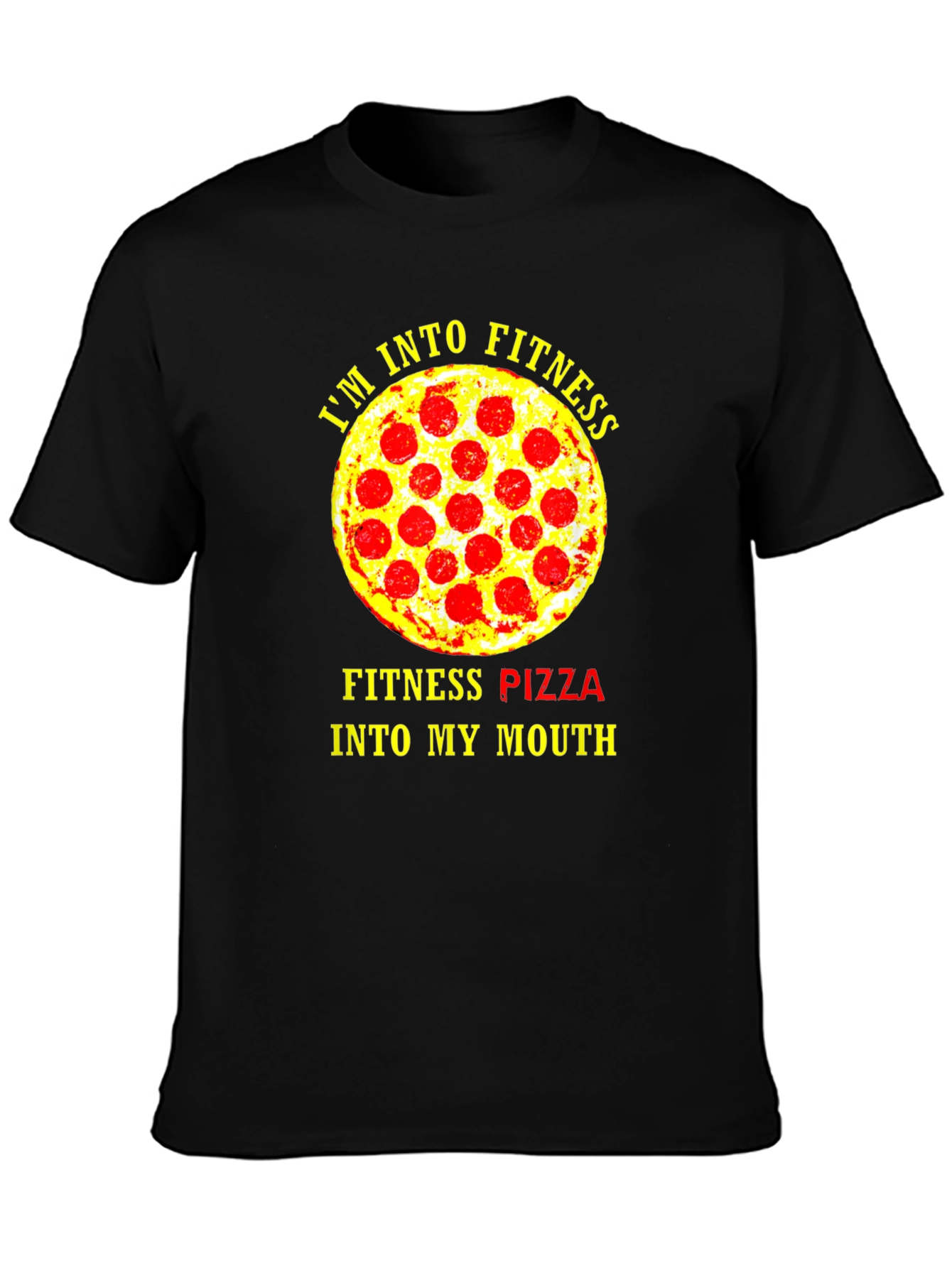 Black Fitness Pizza T-Shirt - Funny Gym Workout Tee view 3