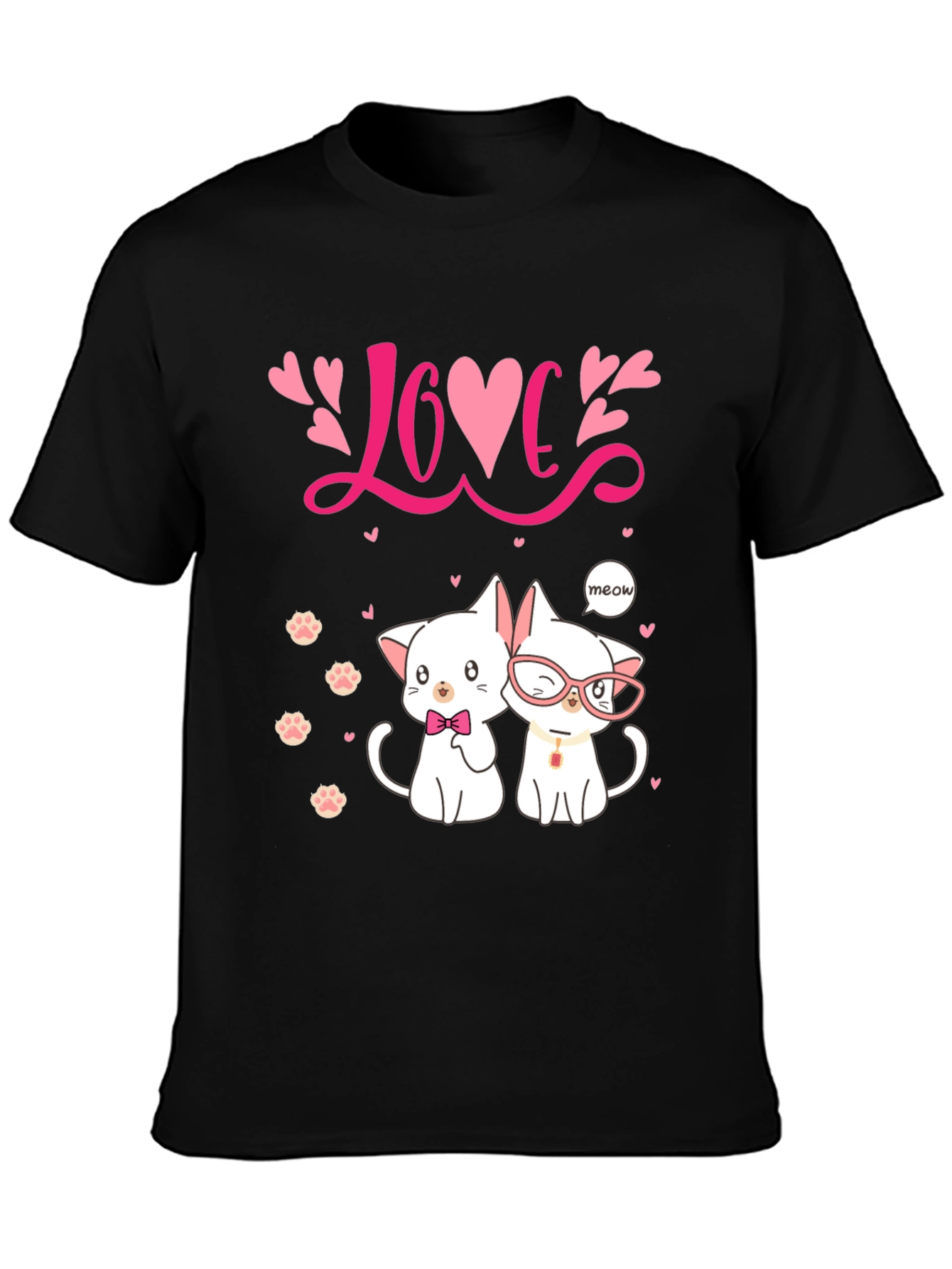 Black Cat Love T-Shirt view 3