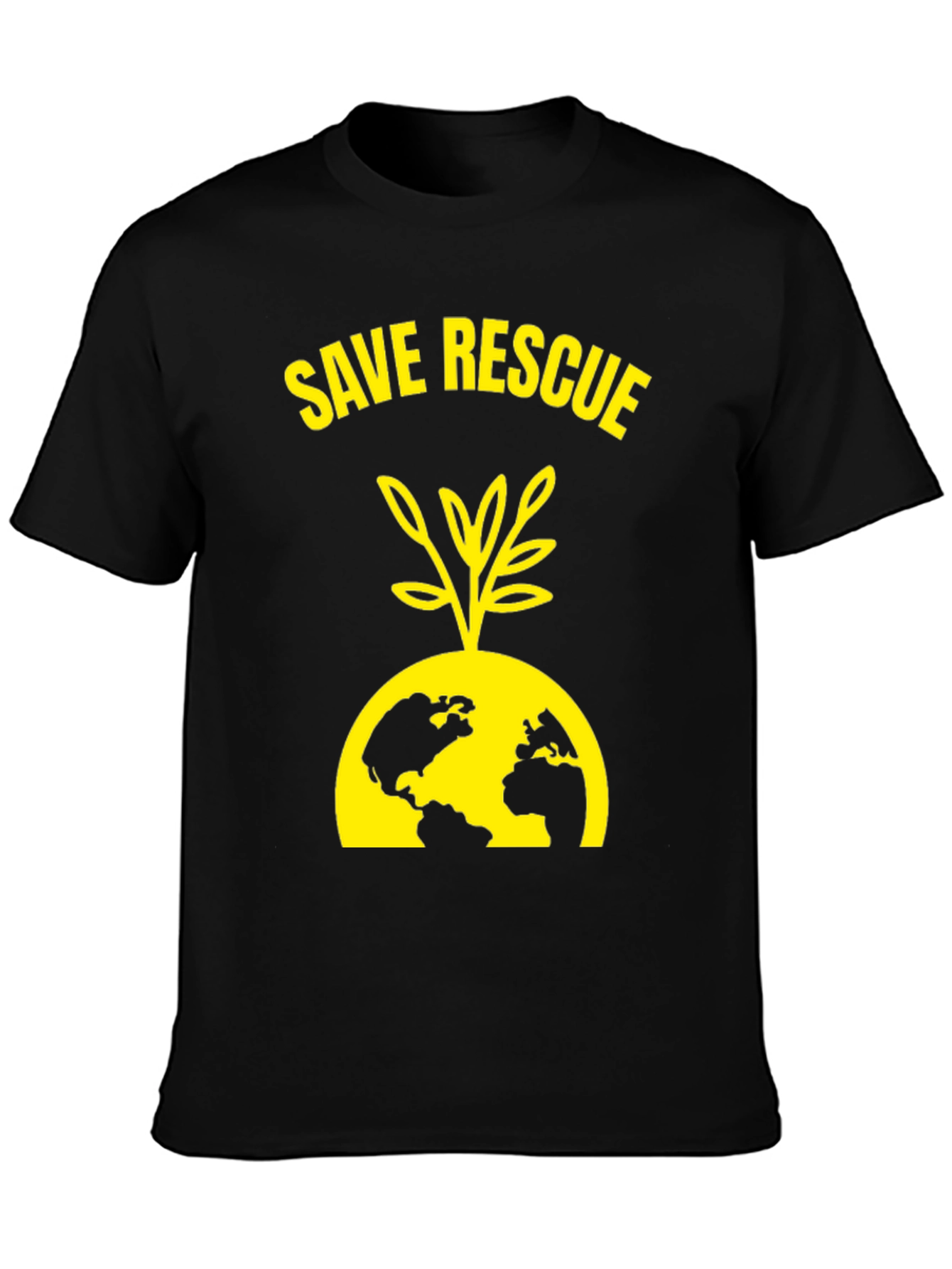 Black Save Rescue Earth T-Shirt view 3