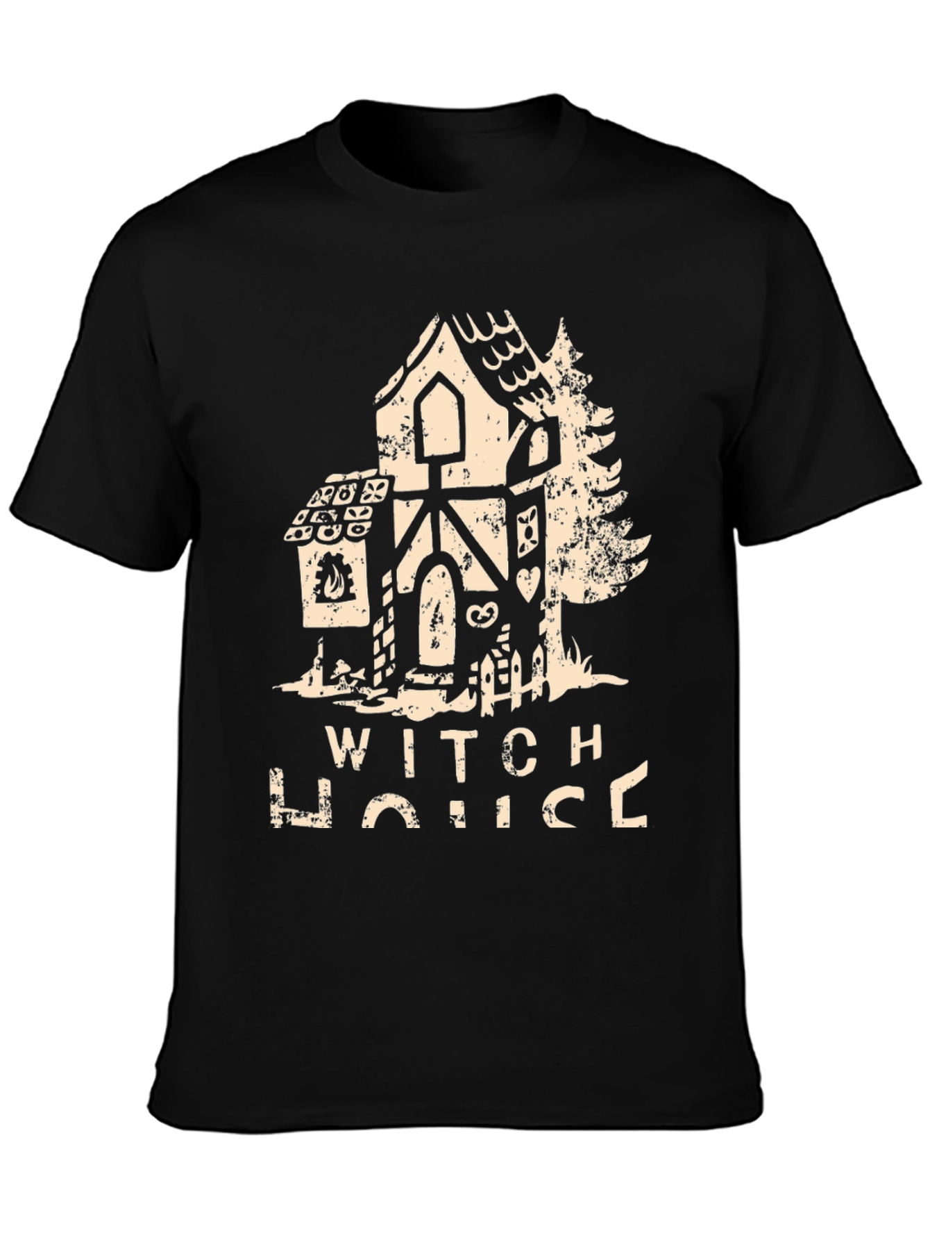 Black Witch House Graphic T-Shirt Halloween Apparel view 3