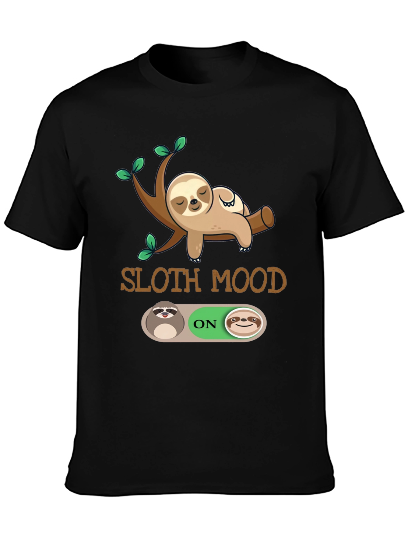 Black Sloth Mood On Graphic T-Shirt - Black view 3