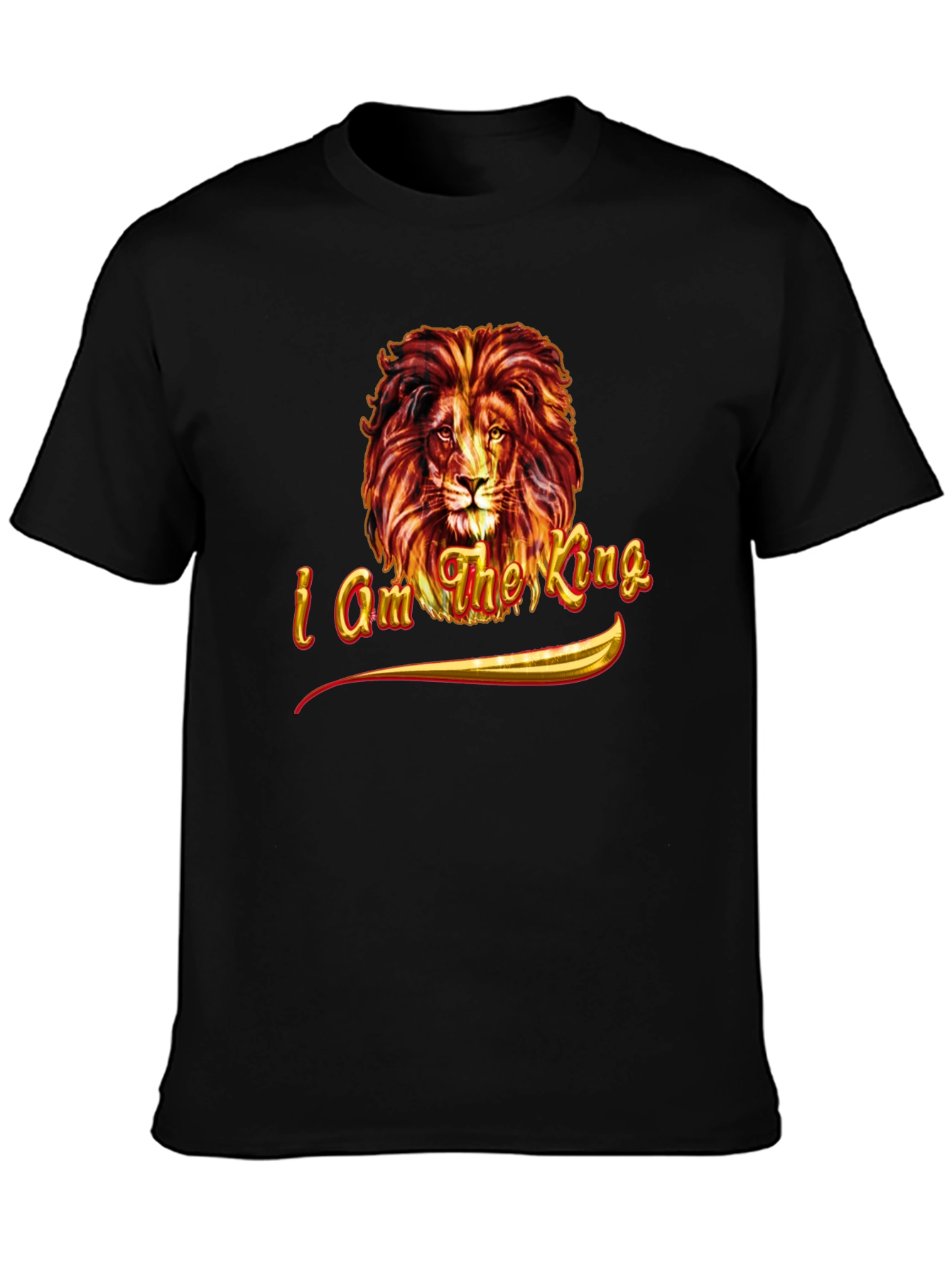 Black I am the King Lion Graphic Tee - Black view 3