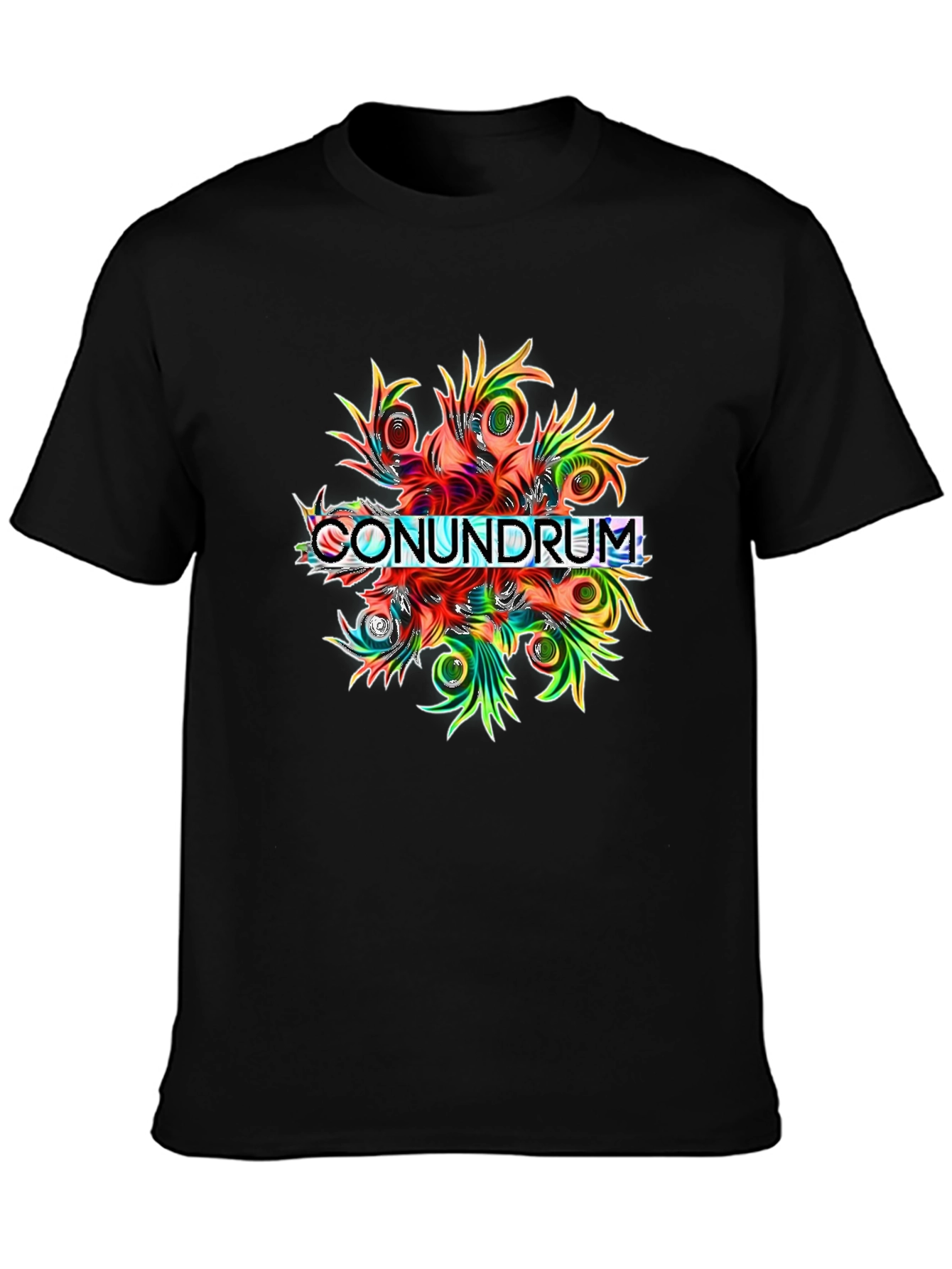 Black Conundrum Graphic Print Black T-Shirt view 3