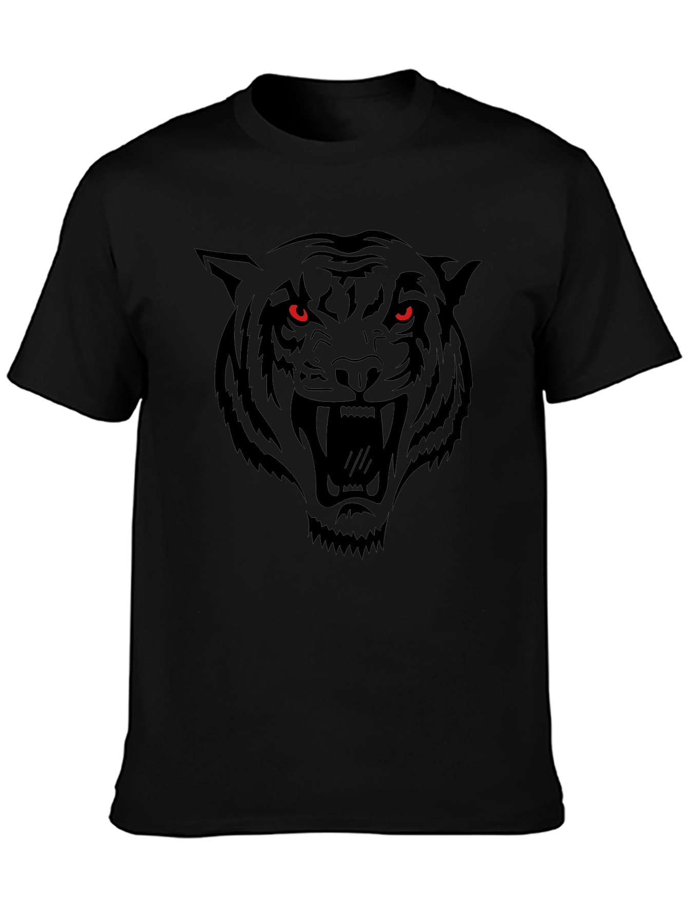Black Men's Black Tiger Graphic Tee - Fierce Design view 3