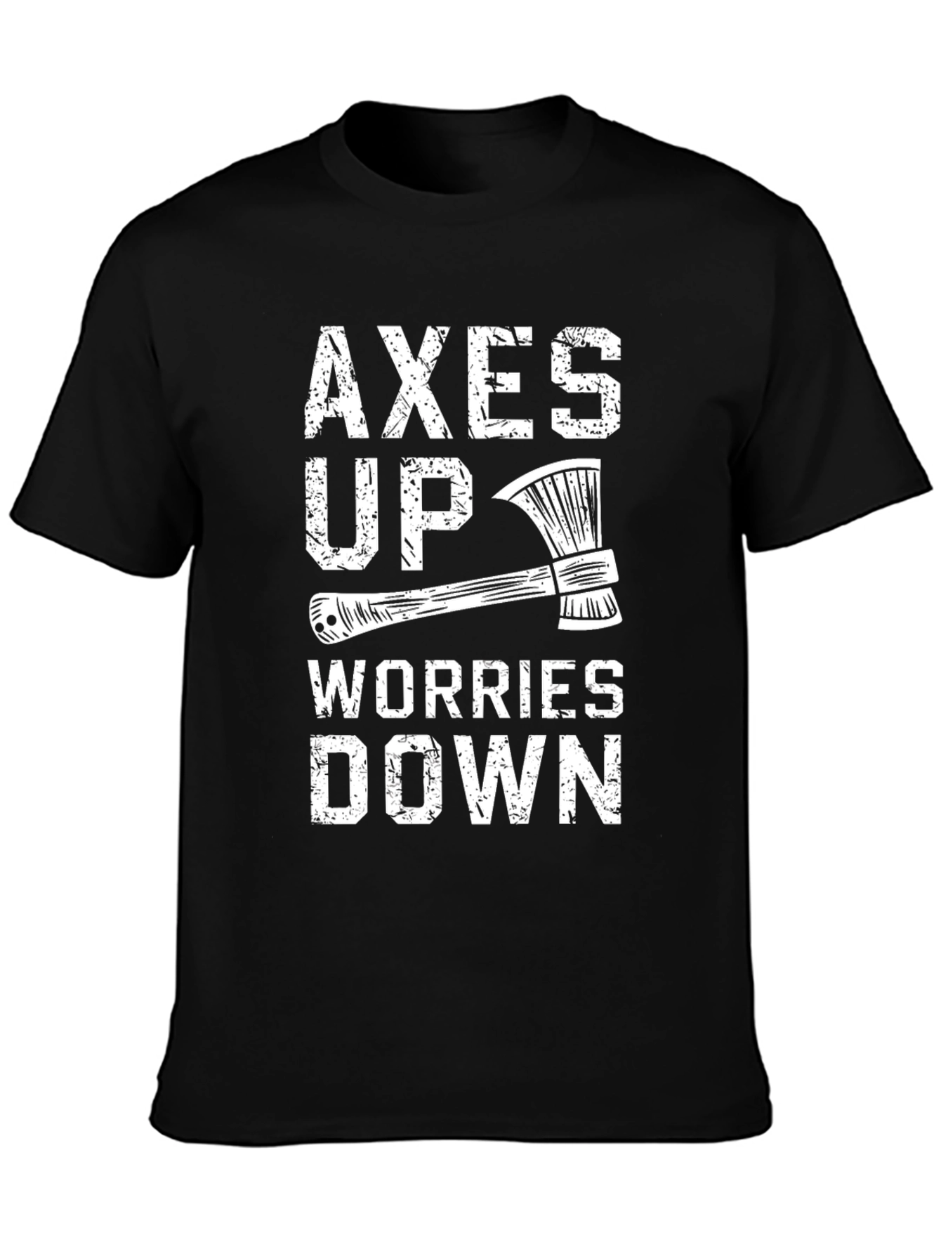 Black Axes Up Worries Down Graphic Tee - Lumberjack Style view 3