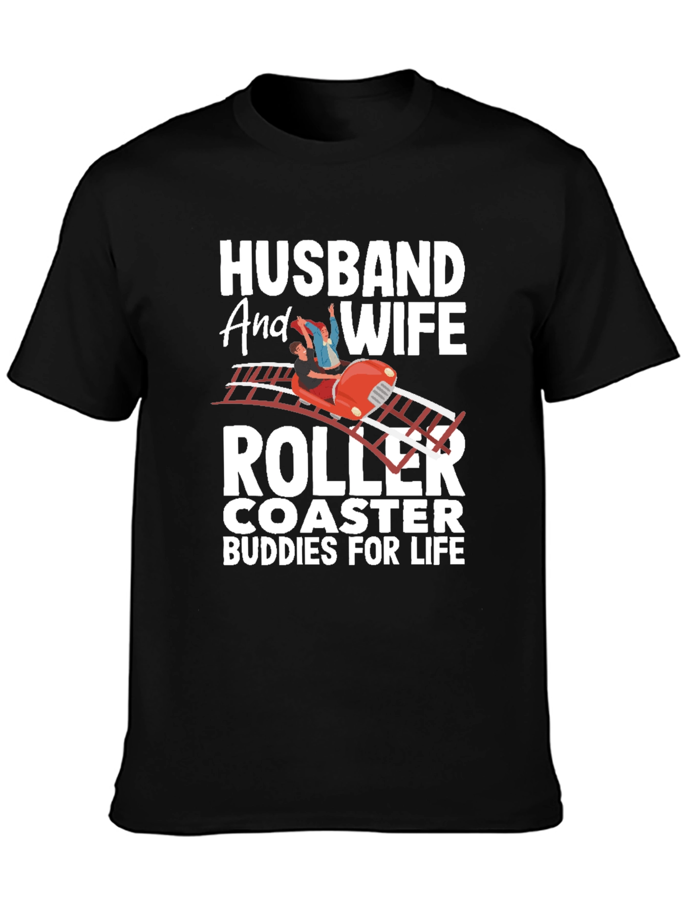 Black Husband and Wife Roller Coaster Buddies T-Shirt view 3