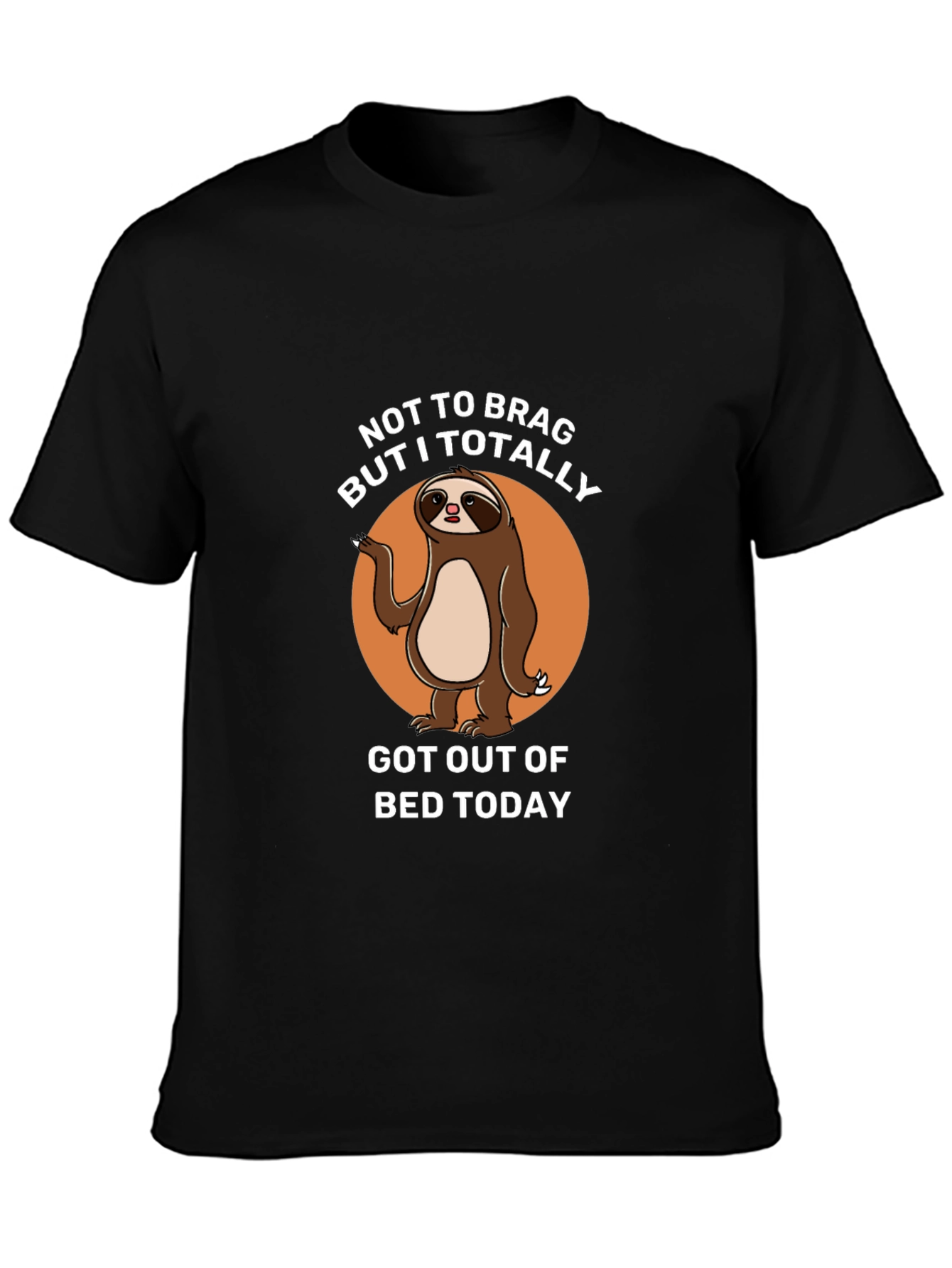 Black Funny Sloth Graphic Tee: Not To Brag T-Shirt view 3