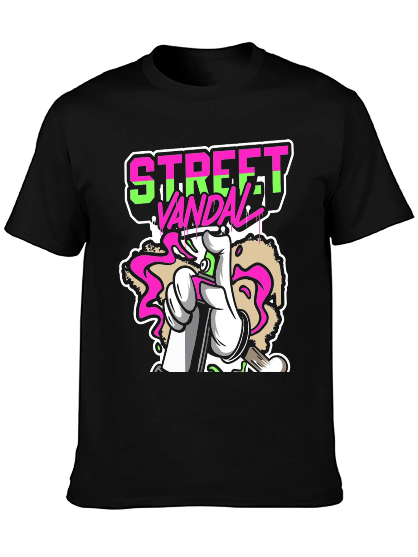 Black Street Vandal Graffiti Graphic Tee - Black view 3