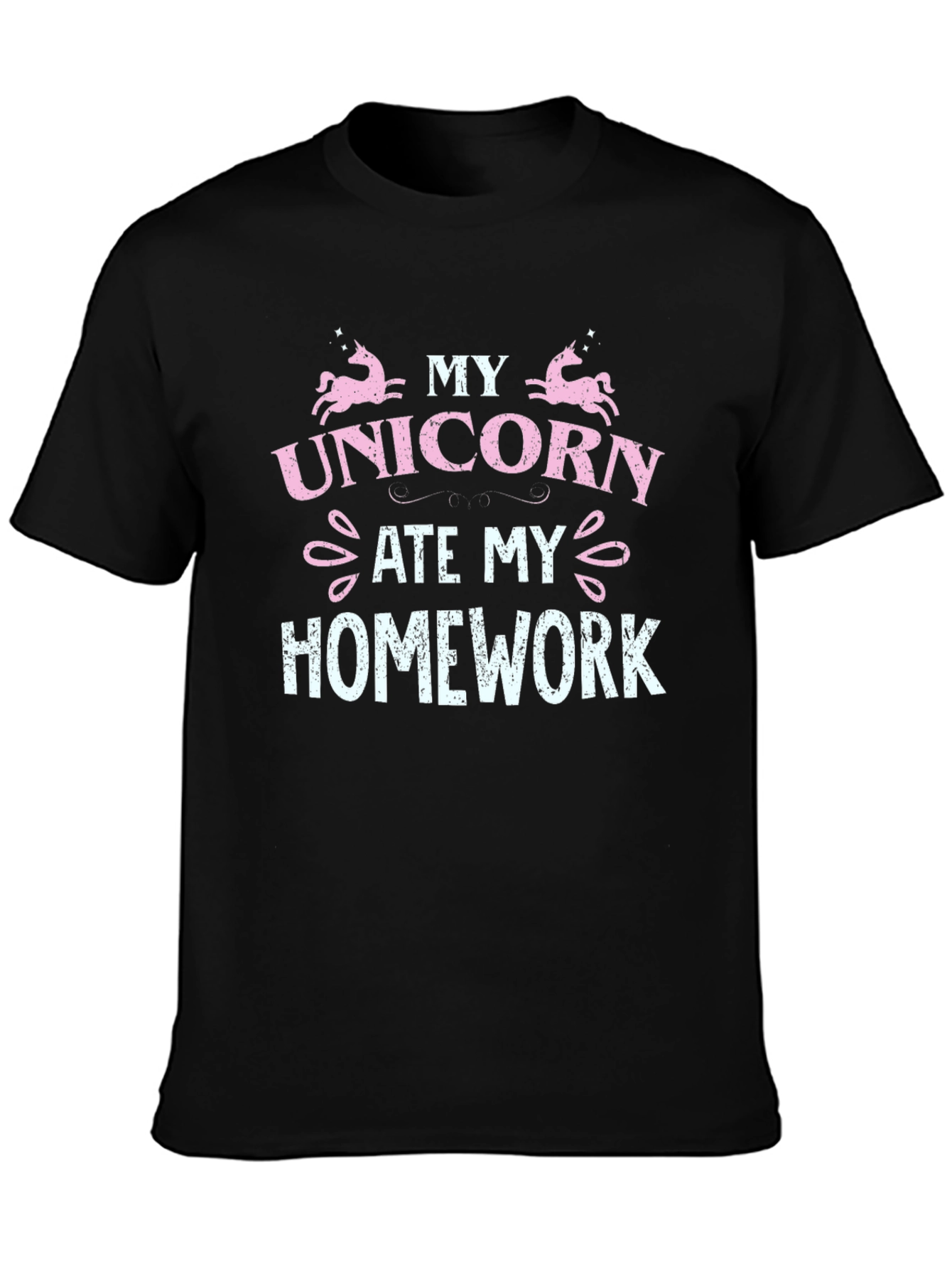 Black My Unicorn Ate My Homework T-Shirt view 3