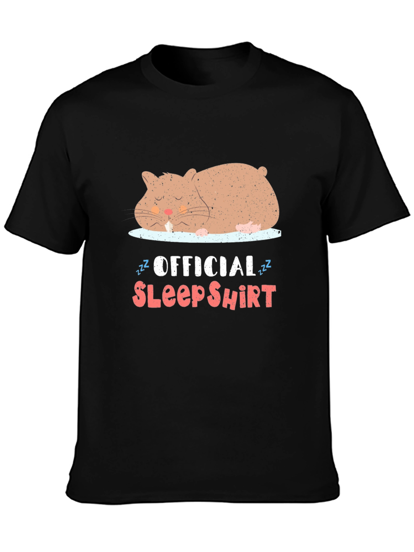 Black Funny Sleeping Hamster Official Sleep Shirt - Black Tee view 3