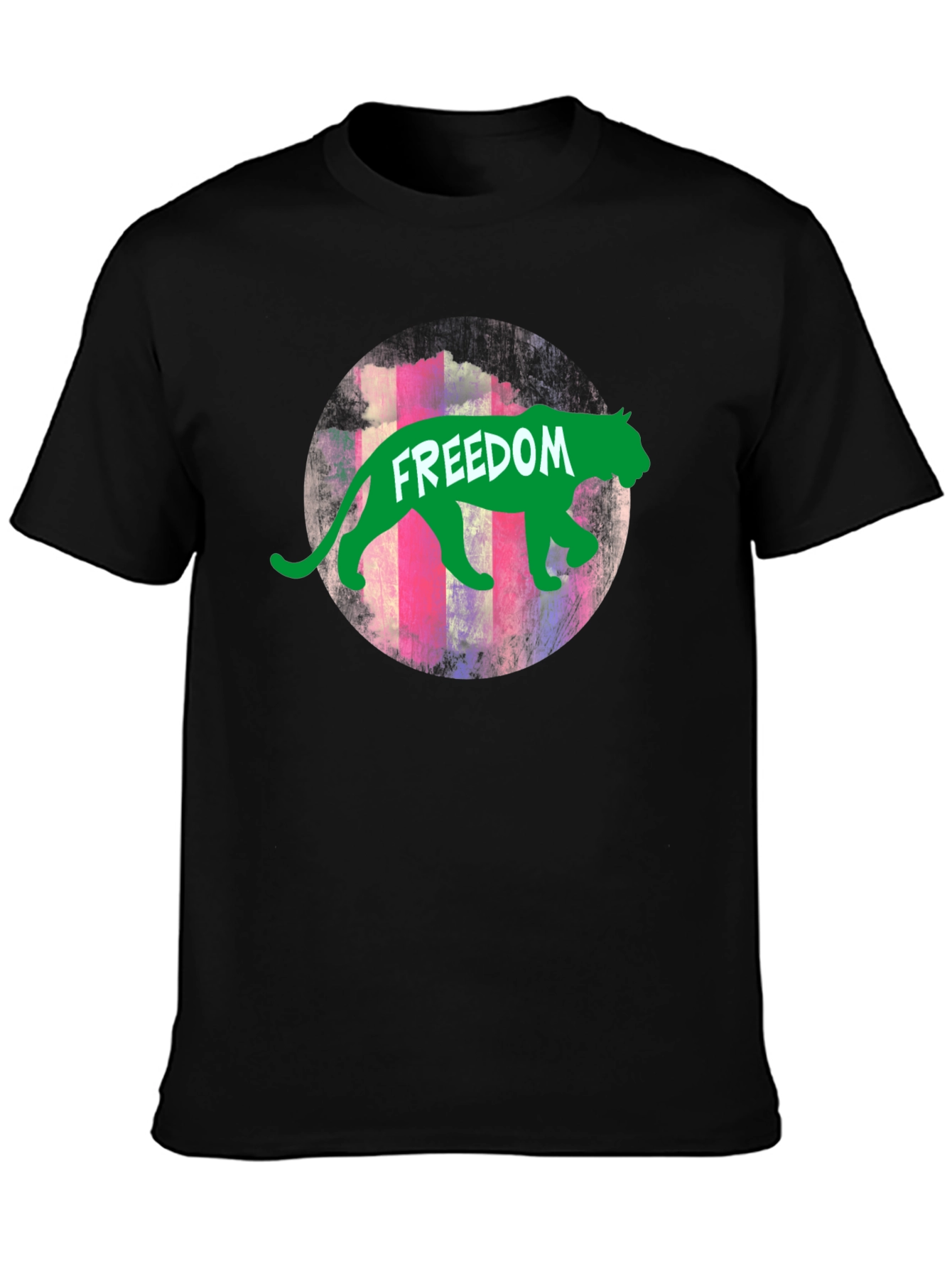 Black Freedom Graphic Tee - Green Panther view 3