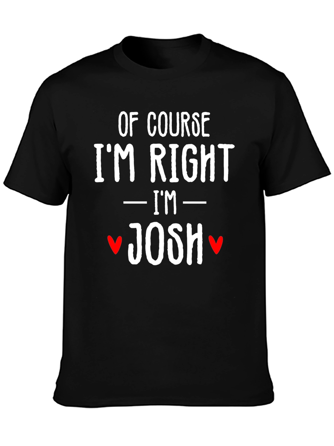 Black Of Course I'm Right I'm Josh Funny T-Shirt view 3