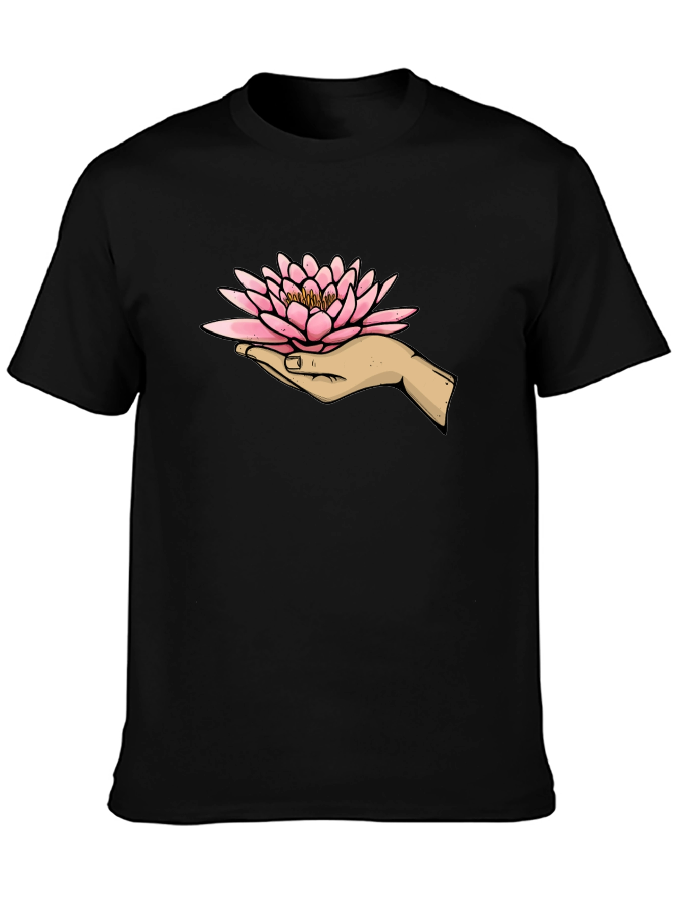 Black Lotus Hand Graphic T-Shirt - Black view 3