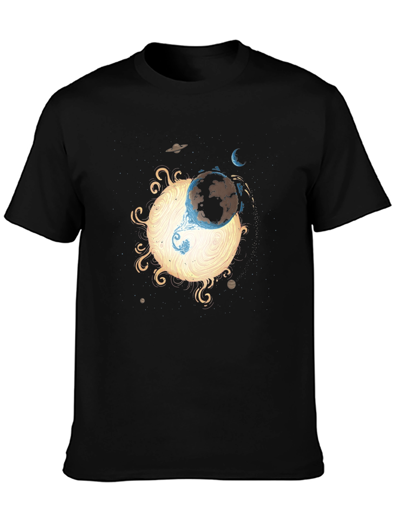 Black Celestial Fusion Graphic Tee - Black Cotton Shirt view 3