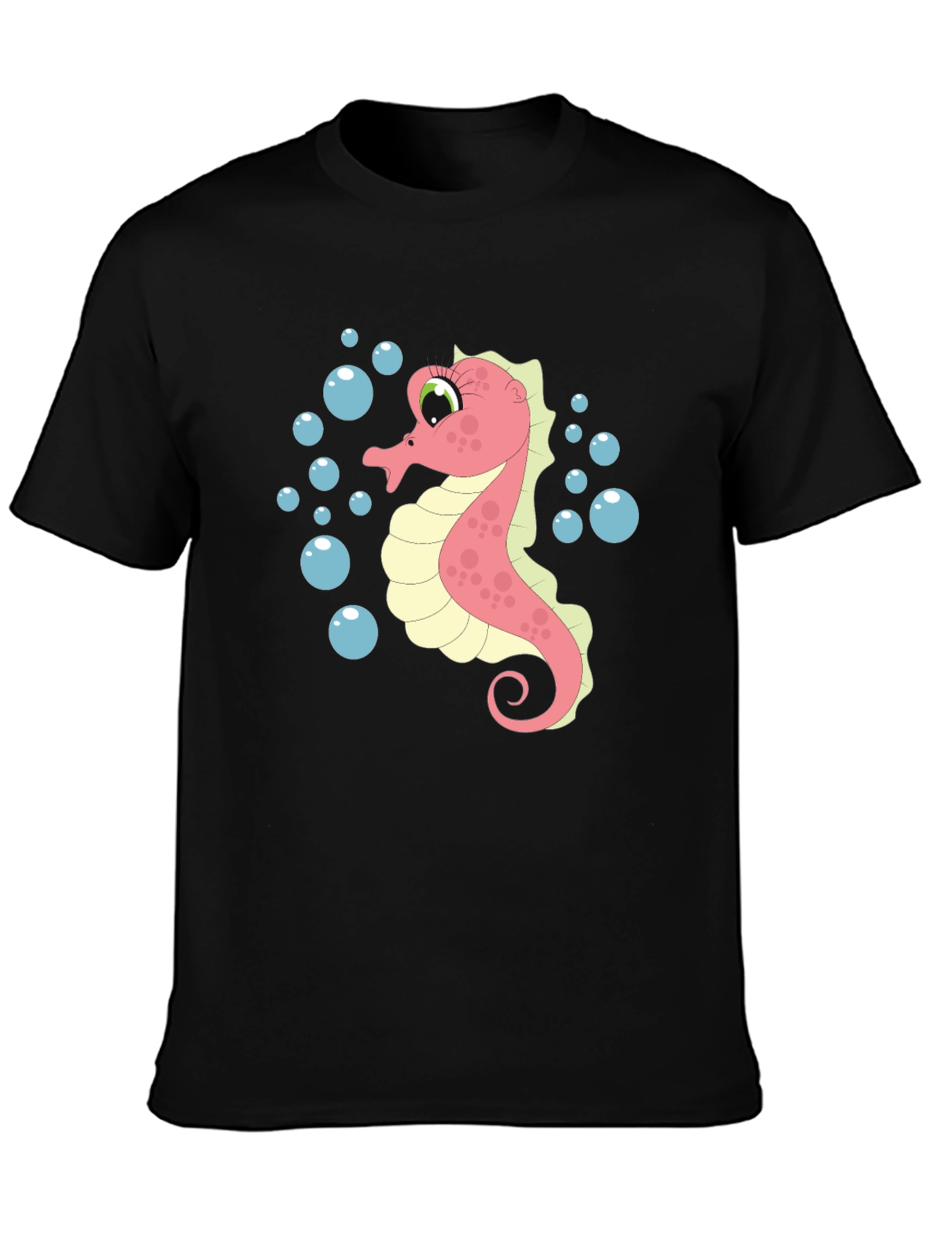 Black Seahorse Graphic T-Shirt - Unique Ocean Life Design view 3