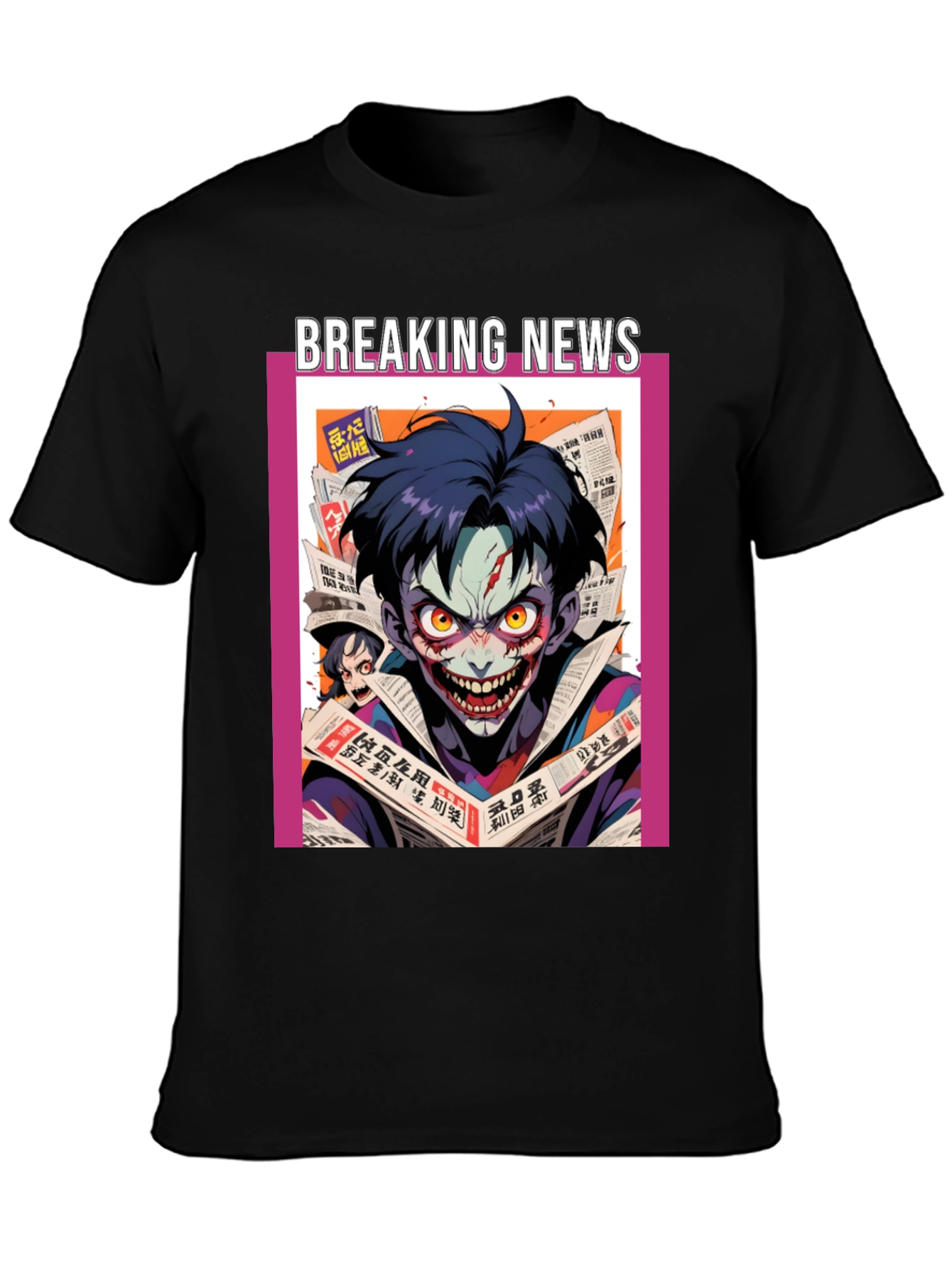Black Breaking News Joker Graphic Tee - Black Cotton view 3