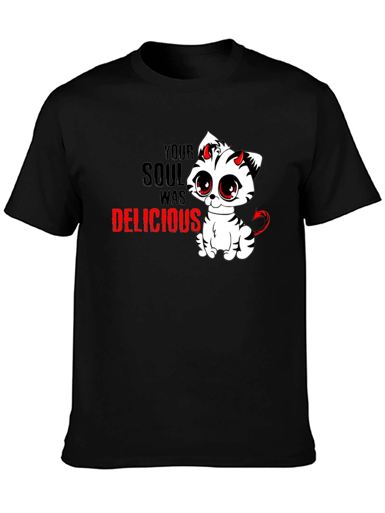 Black Devil Cat T-Shirt - Your Soul Was Delicious view 3