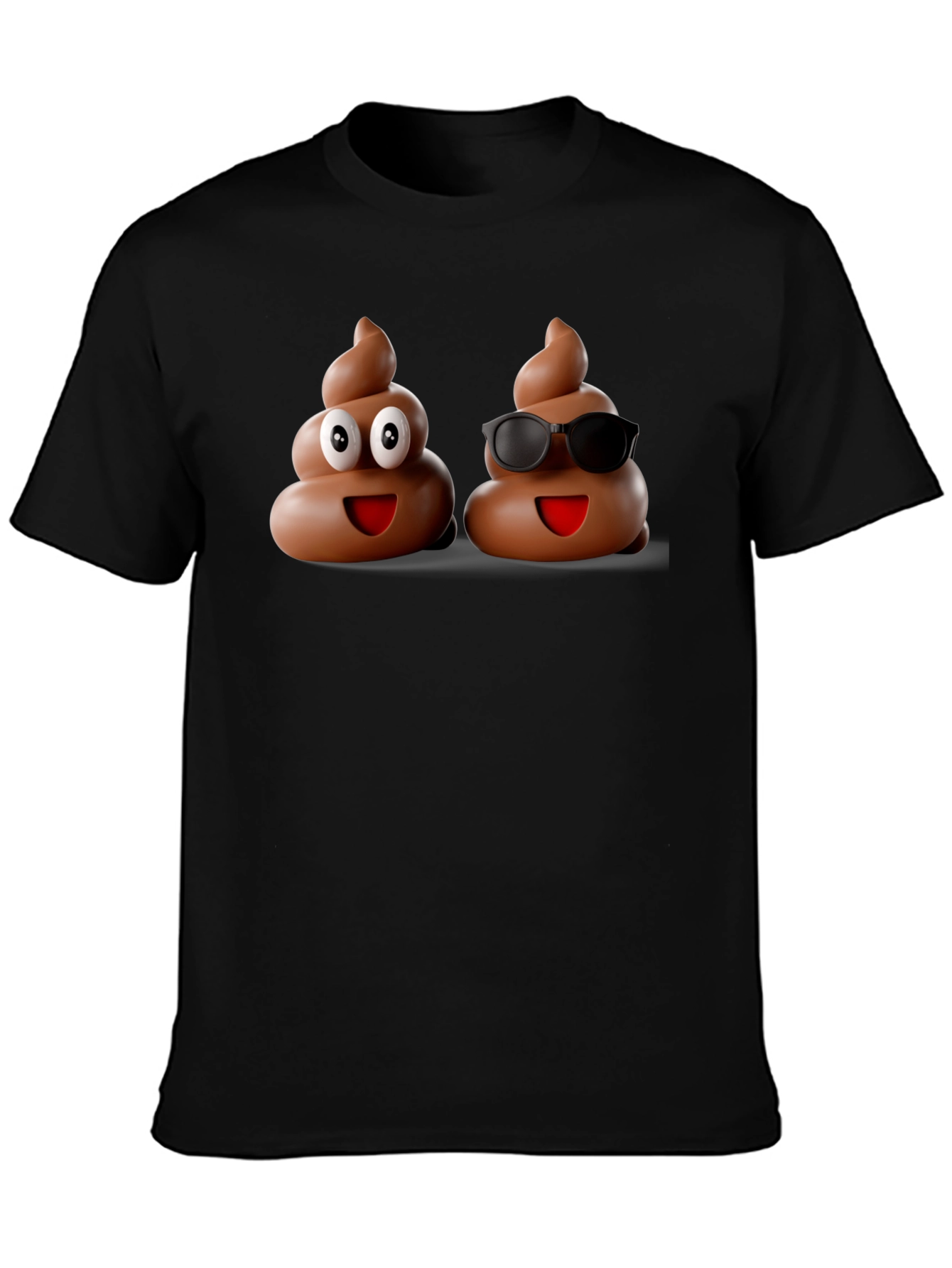 Black Funny Poop Emoji Graphic Black T-Shirt view 3