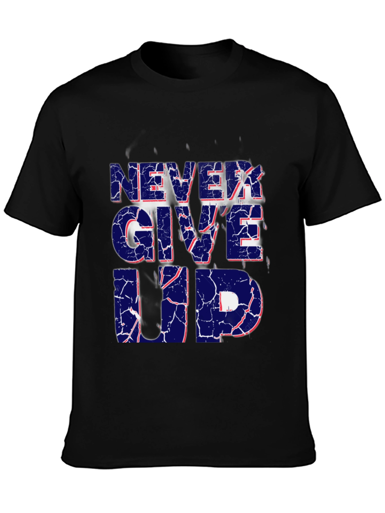 Black Never Give Up Graphic Print T-Shirt view 3
