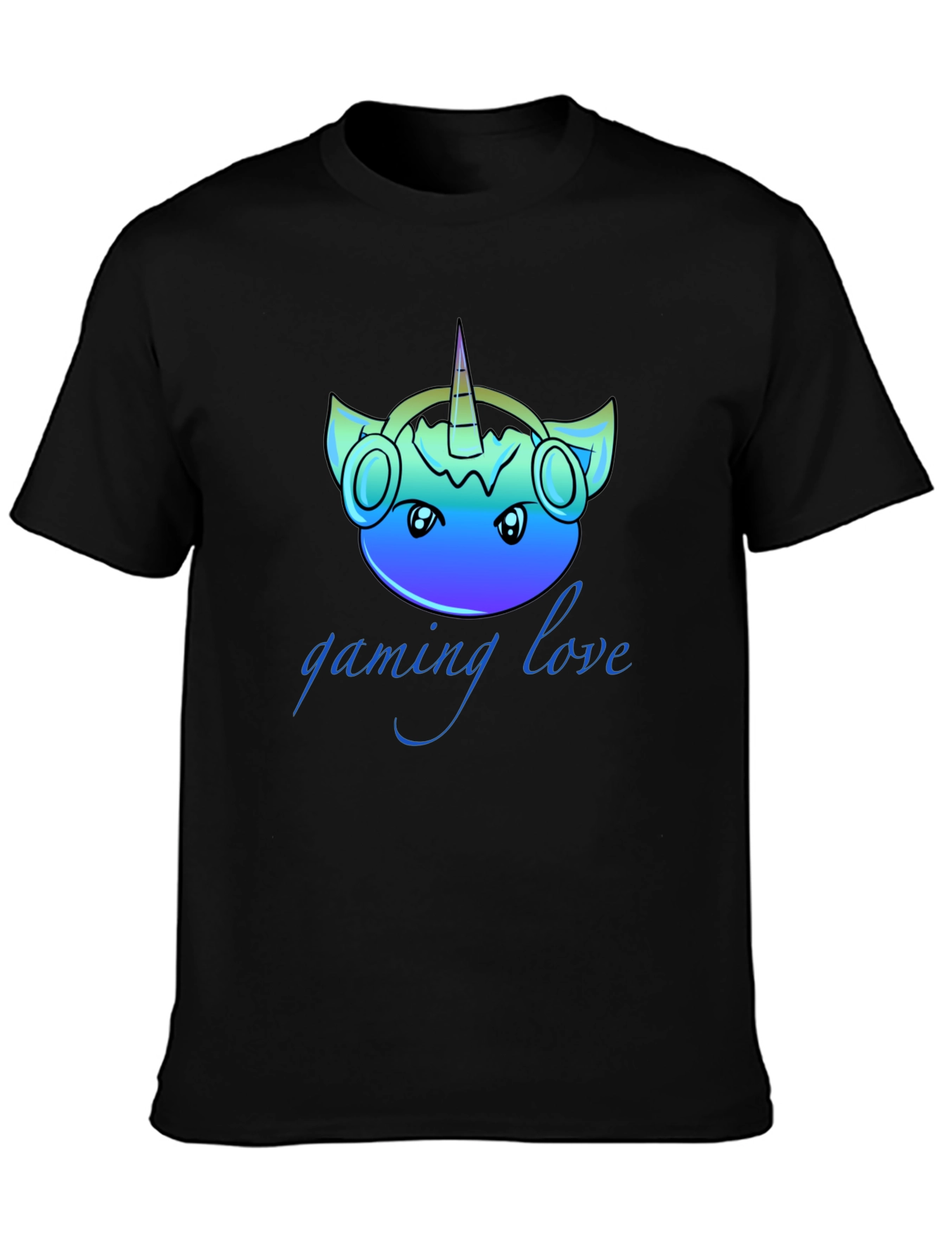 Black Gaming Love Unicorn T-Shirt view 3