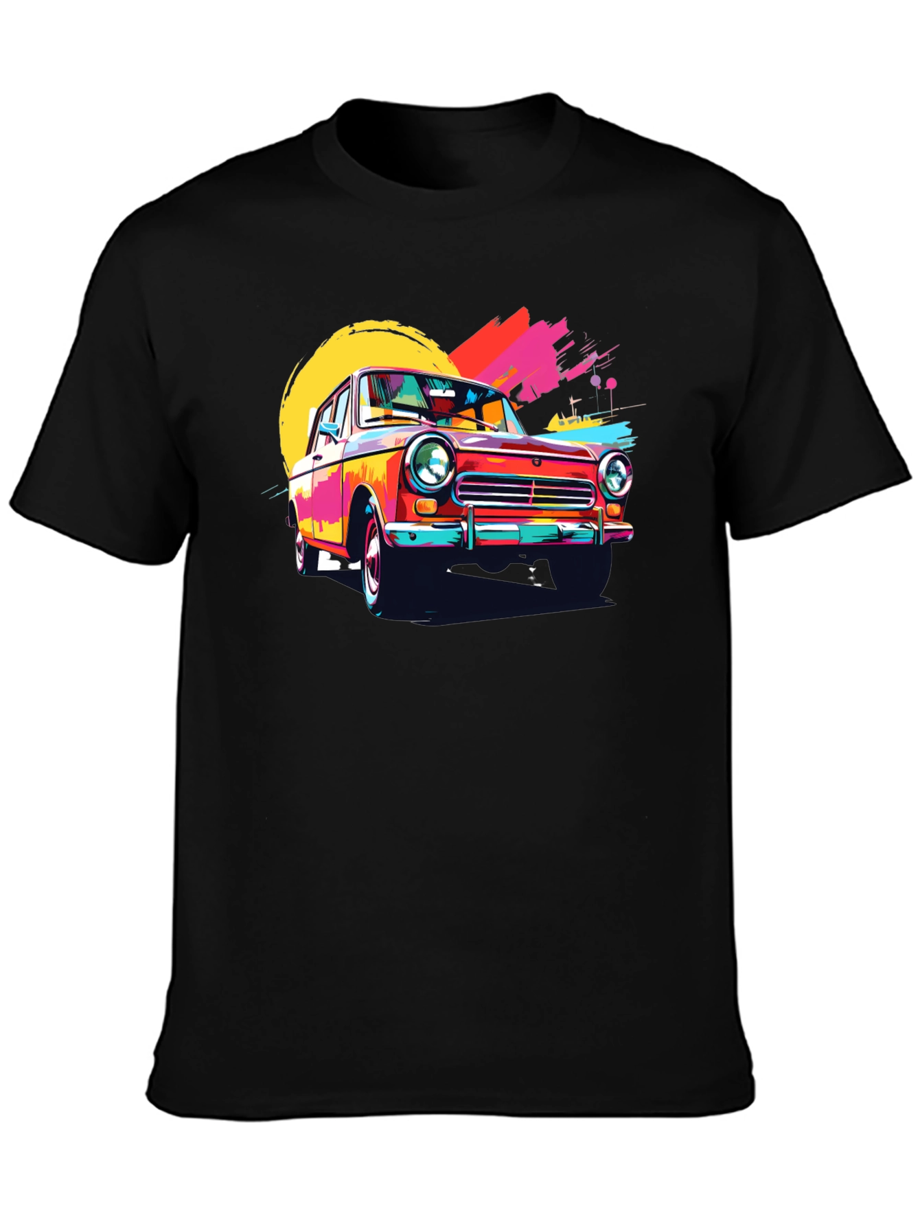 Retro Car Graphic Tee - Vintage Style Black T-Shirt - 3
