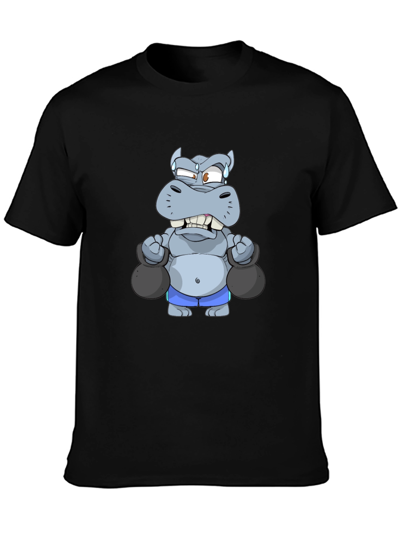 Black Weightlifting Hippo Graphic Tee - Black T-Shirt view 3