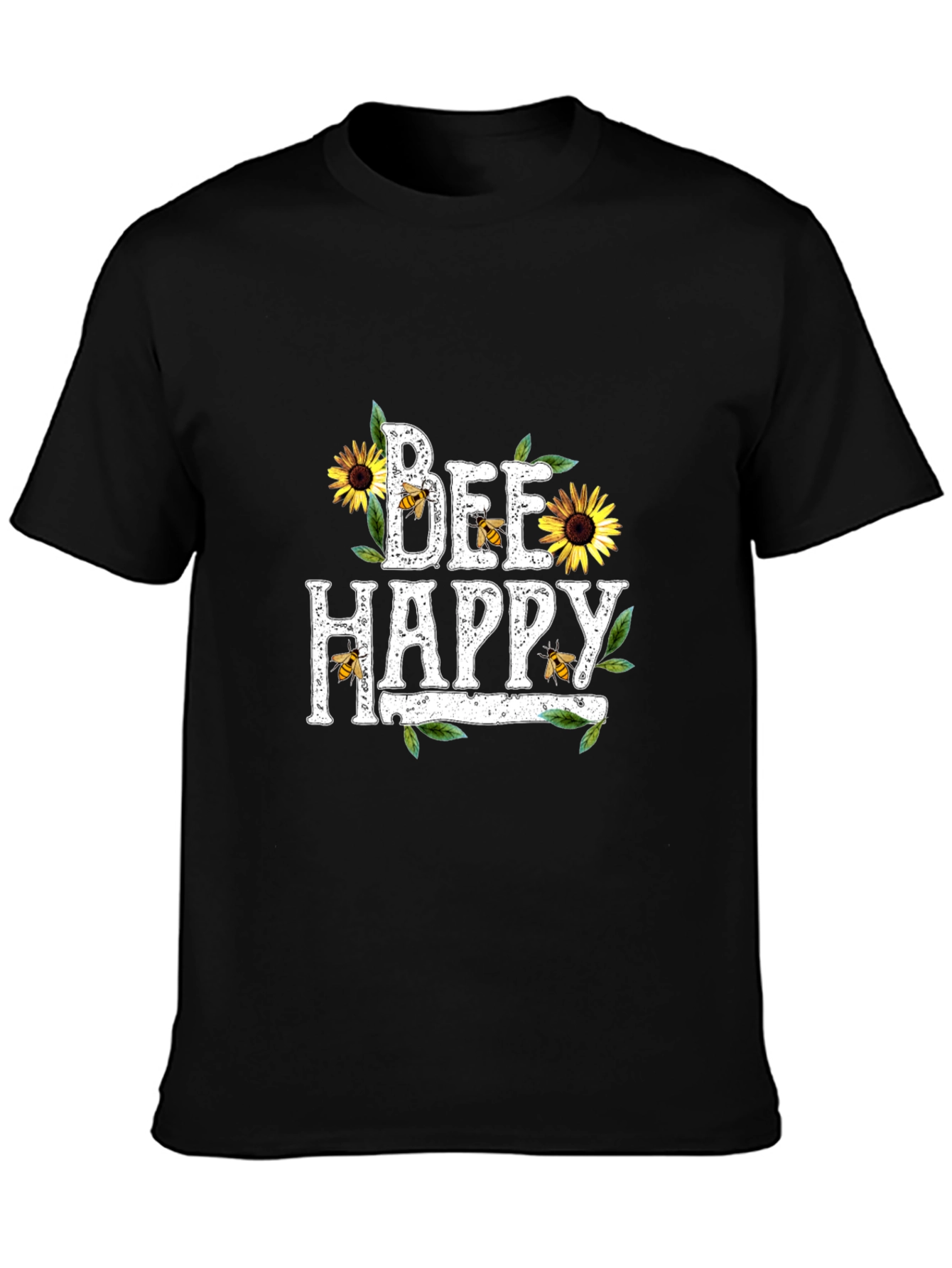 Black Bee Happy Sunflower Graphic T-Shirt view 3