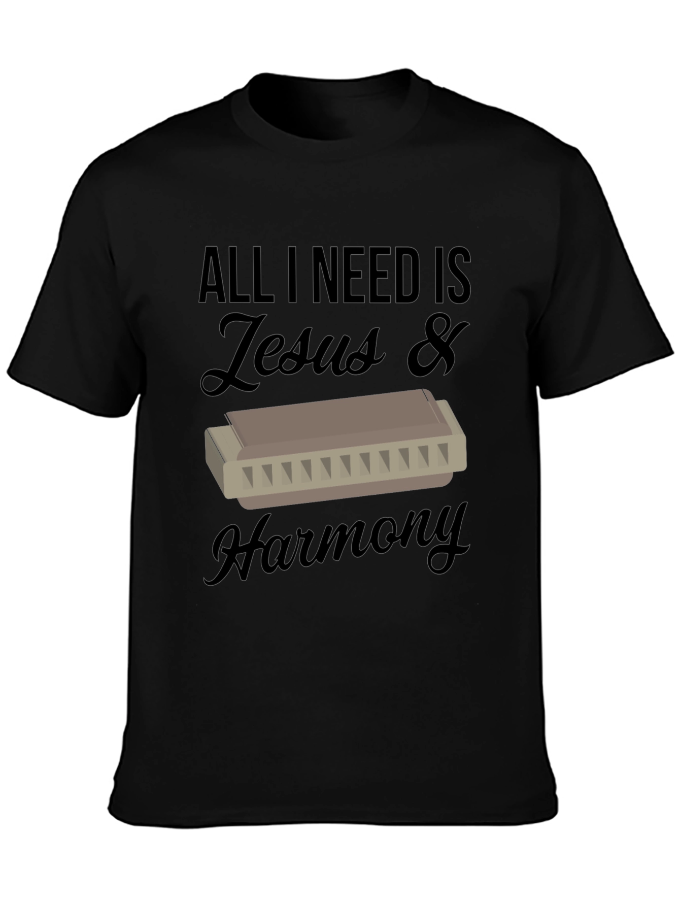 Black Jesus & Harmony T-Shirt - Music Lover Tee view 3