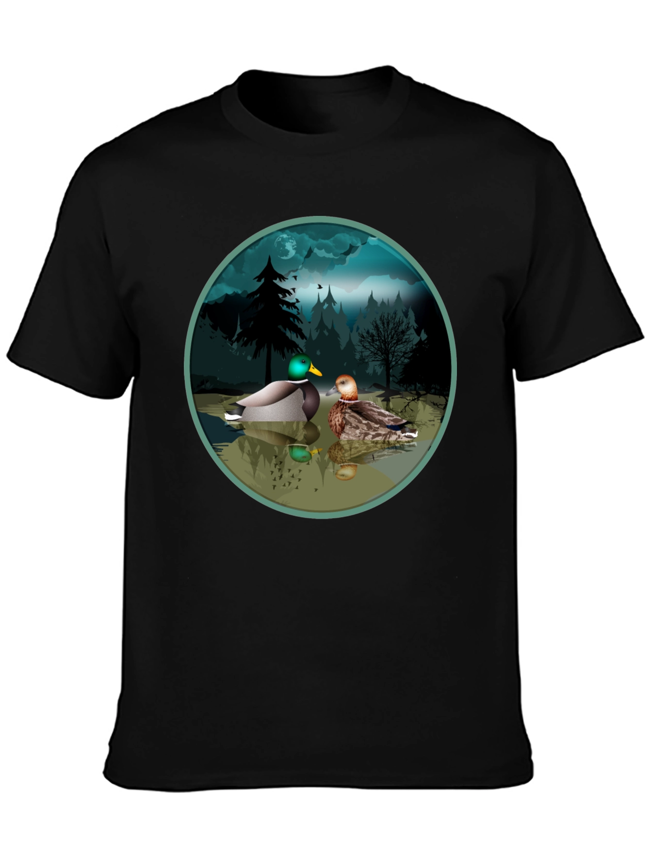 Black Duck Pond Graphic Tee - Black Cotton T-Shirt view 3