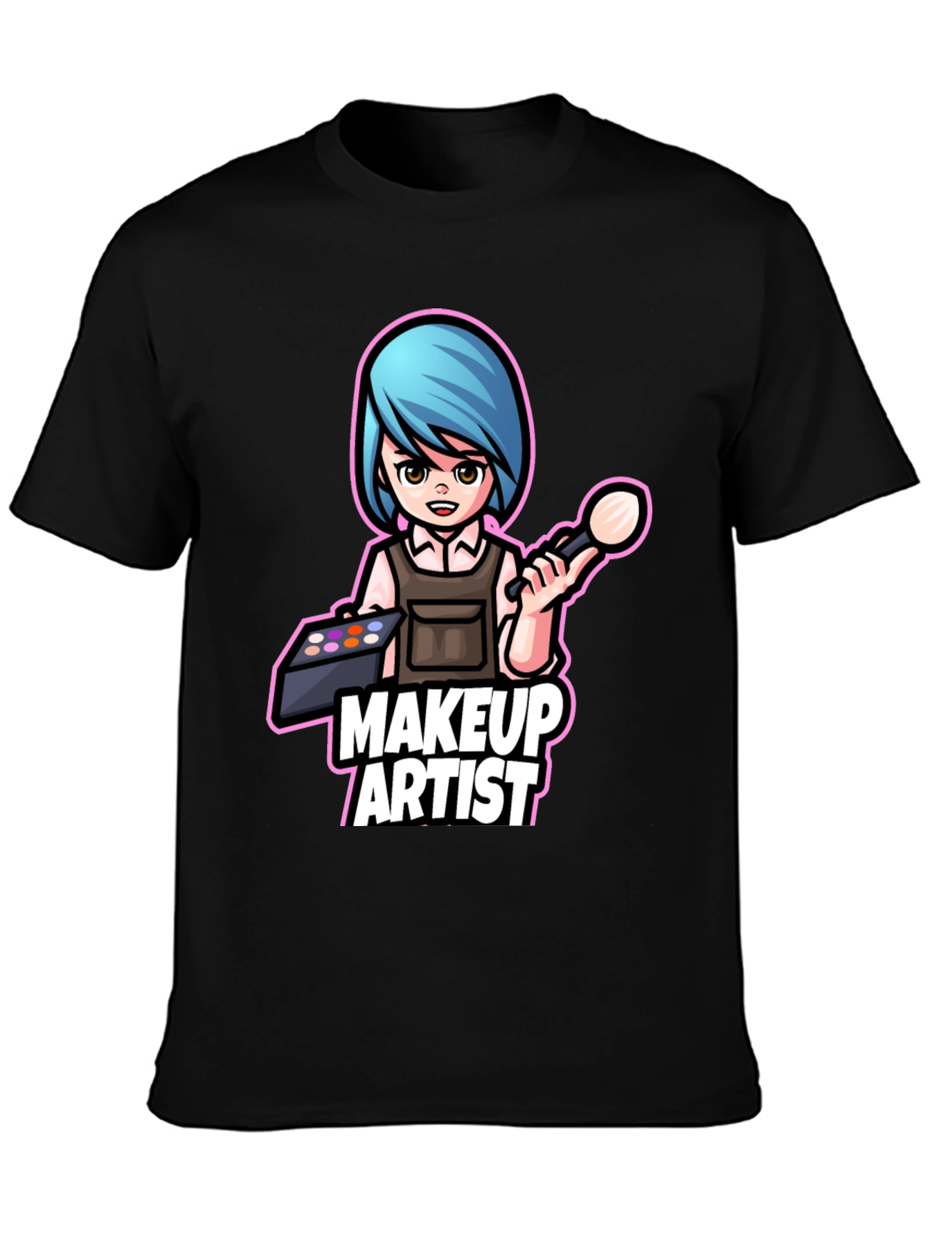 Black Makeup Artist Cartoon Graphic Tee view 3