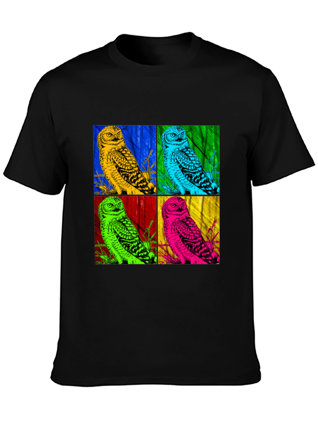 Black Pop Art Owl Graphic Tee - Bold Colorful Design view 3