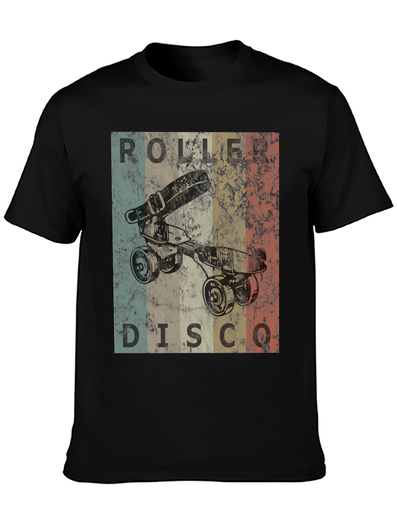 Black Retro Roller Disco T-Shirt - Vintage Skate Style view 3
