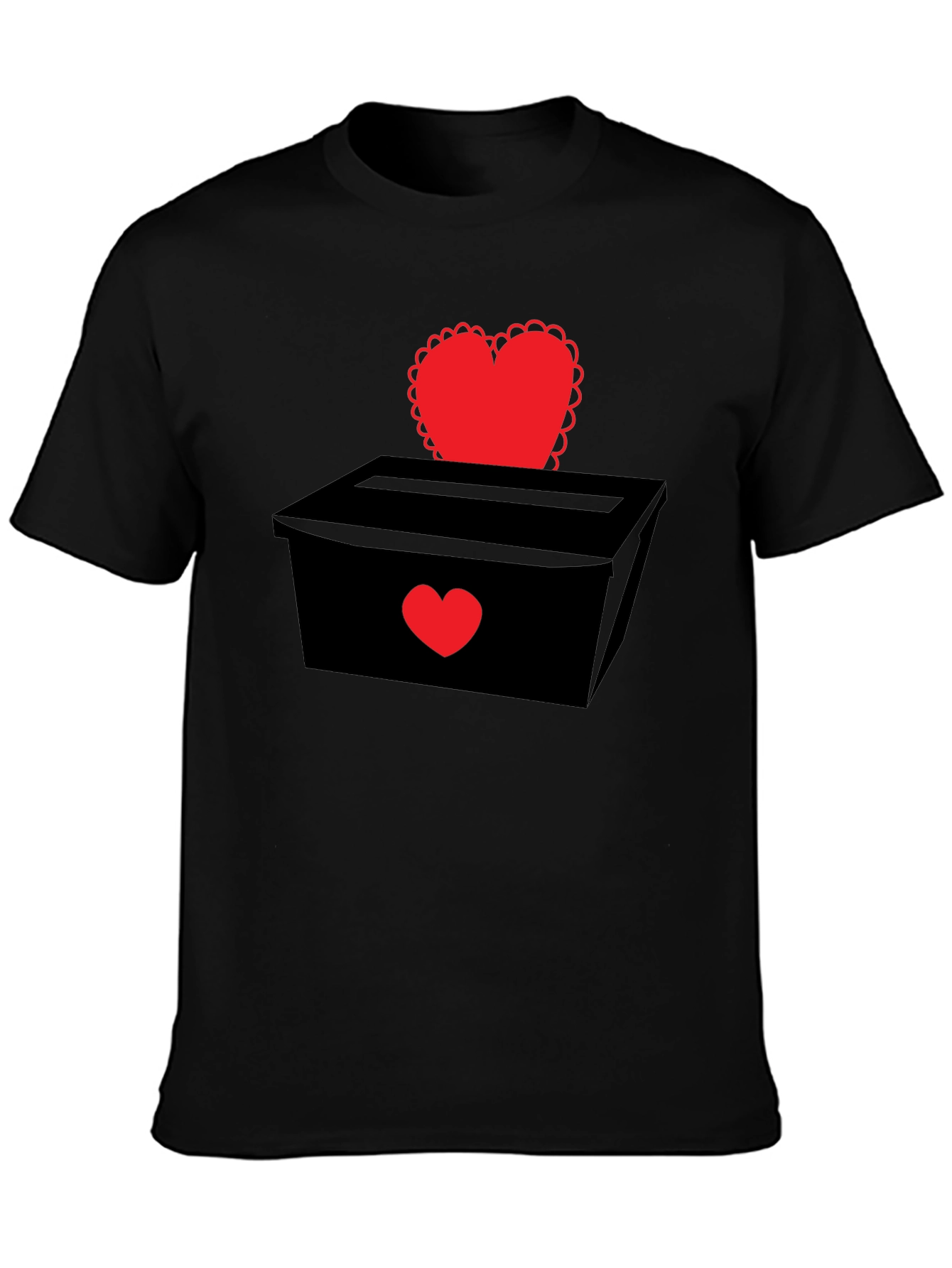 Black Heart Box Graphic T-Shirt - Romantic Valentine's Day Tee view 3