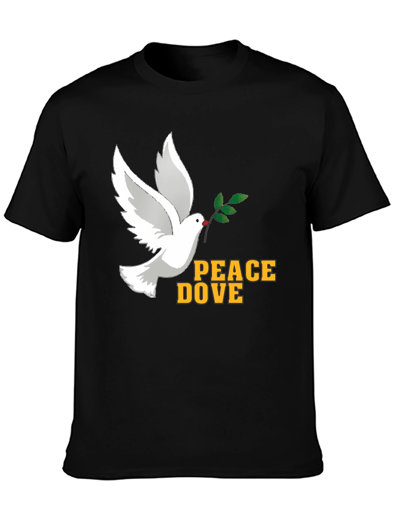Black Peace Dove Graphic T-Shirt - Soft Cotton Blend, Black view 3