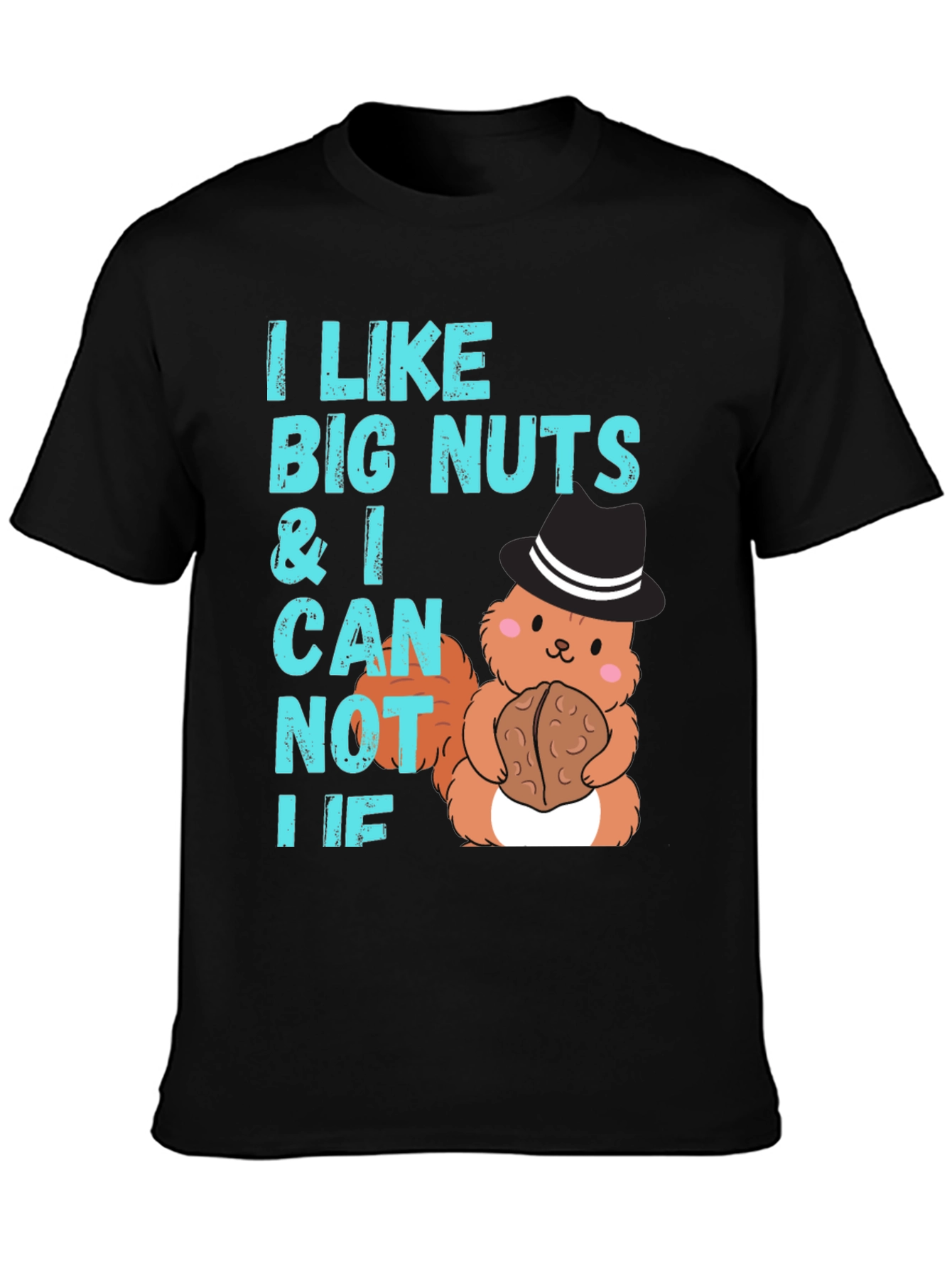 Black I Like Big Nuts Funny Squirrel T-Shirt view 3