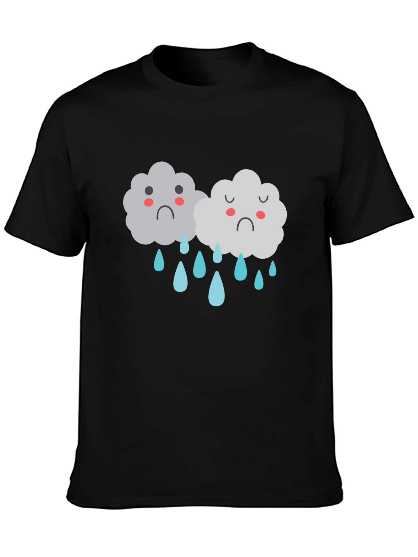 Black Sad Clouds Graphic Tee - Unisex Black T-Shirt view 3