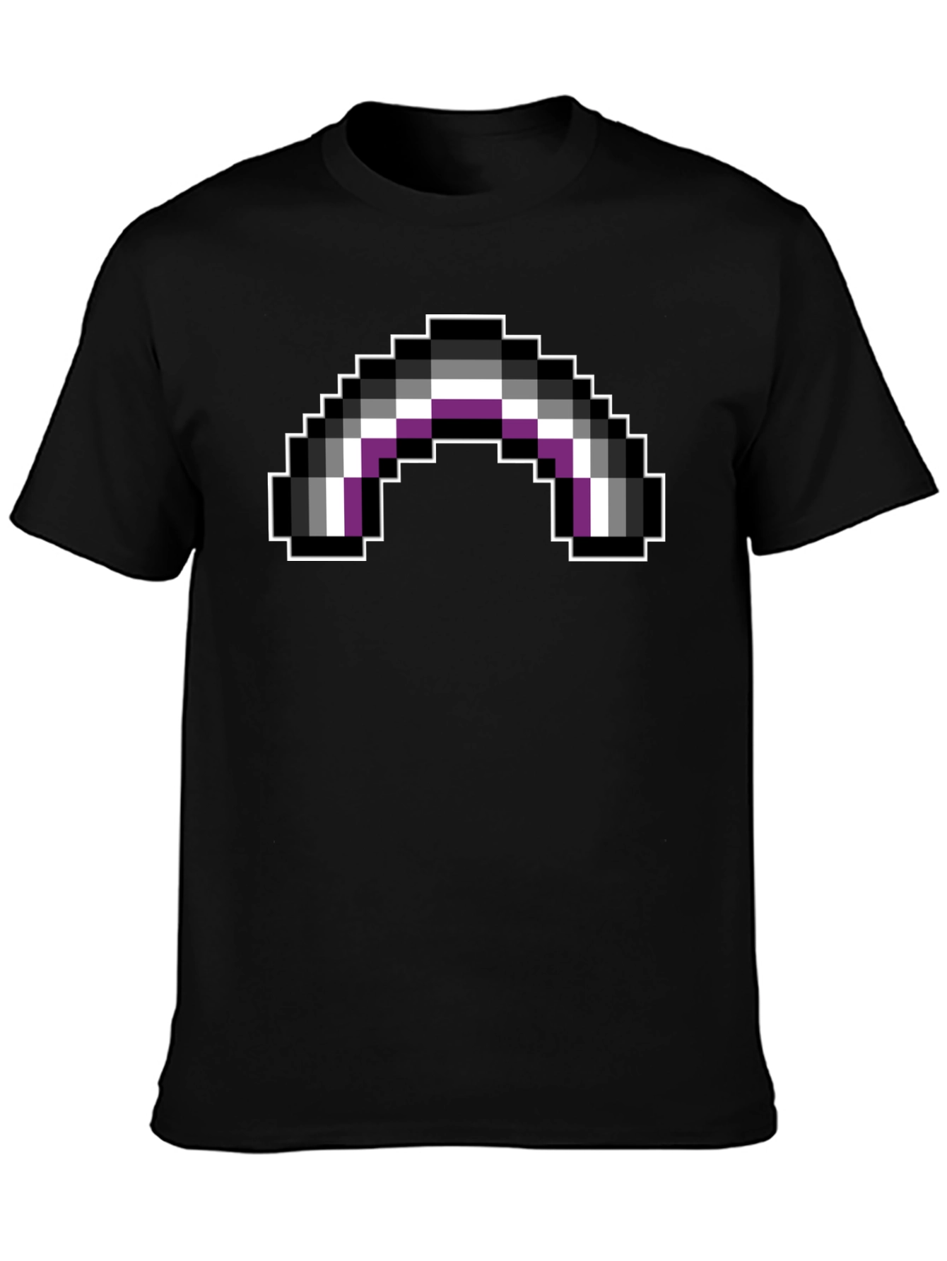 Black Asexual Pride Flag Pixel Art Black T-Shirt view 3