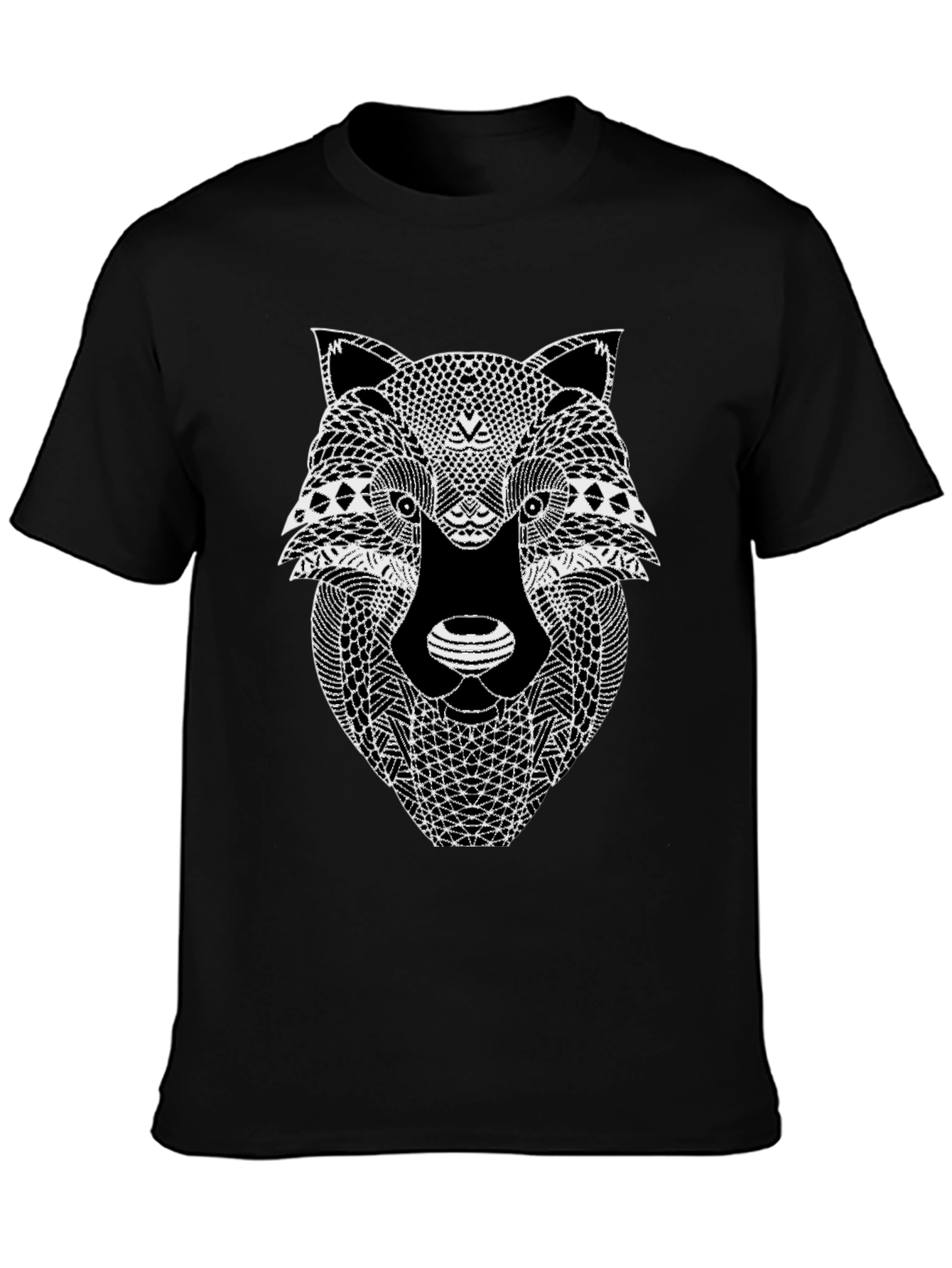 Black Wolf Graphic Print Men's Black T-Shirt view 3