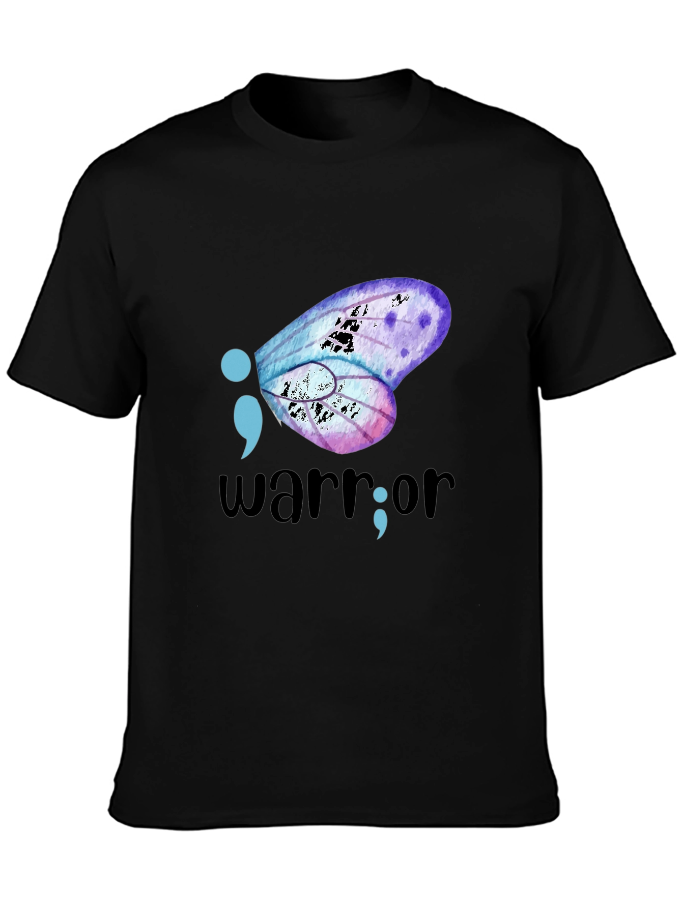 Black Semicolon Butterfly Warrior Graphic Tee view 3