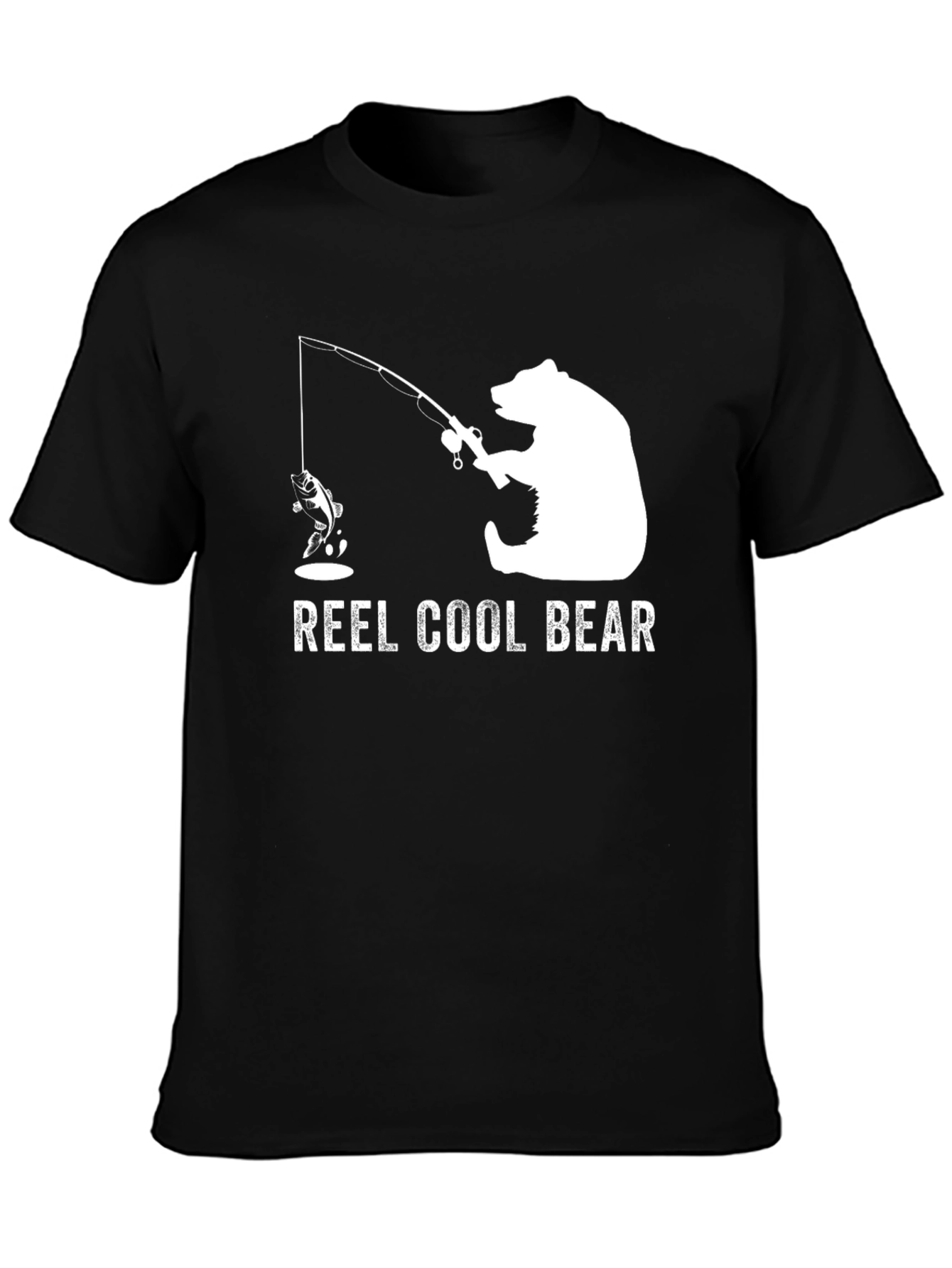Black Reel Cool Bear T-Shirt - Fishing Graphic Tee view 3