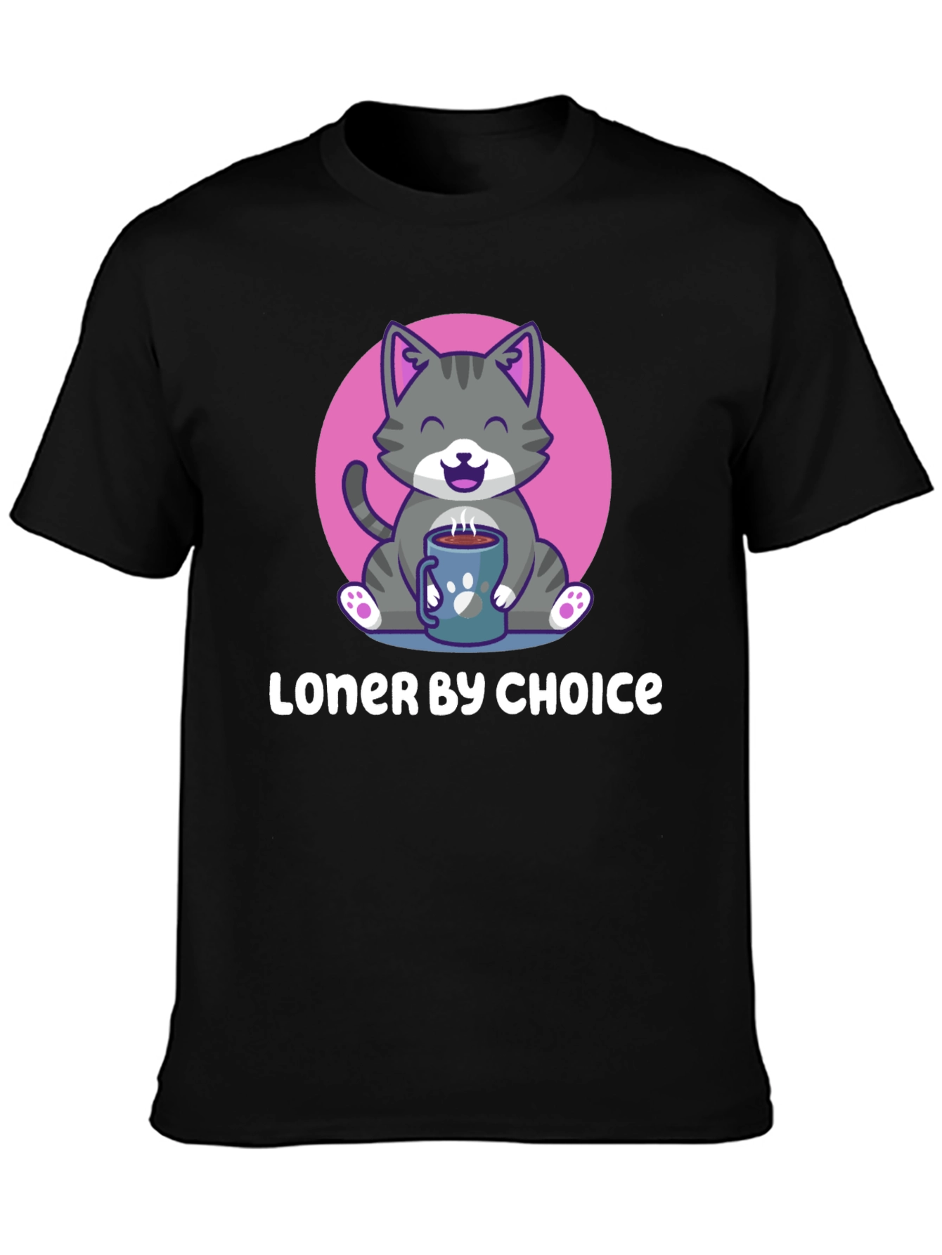 Black Loner by Choice Cat T-Shirt view 3