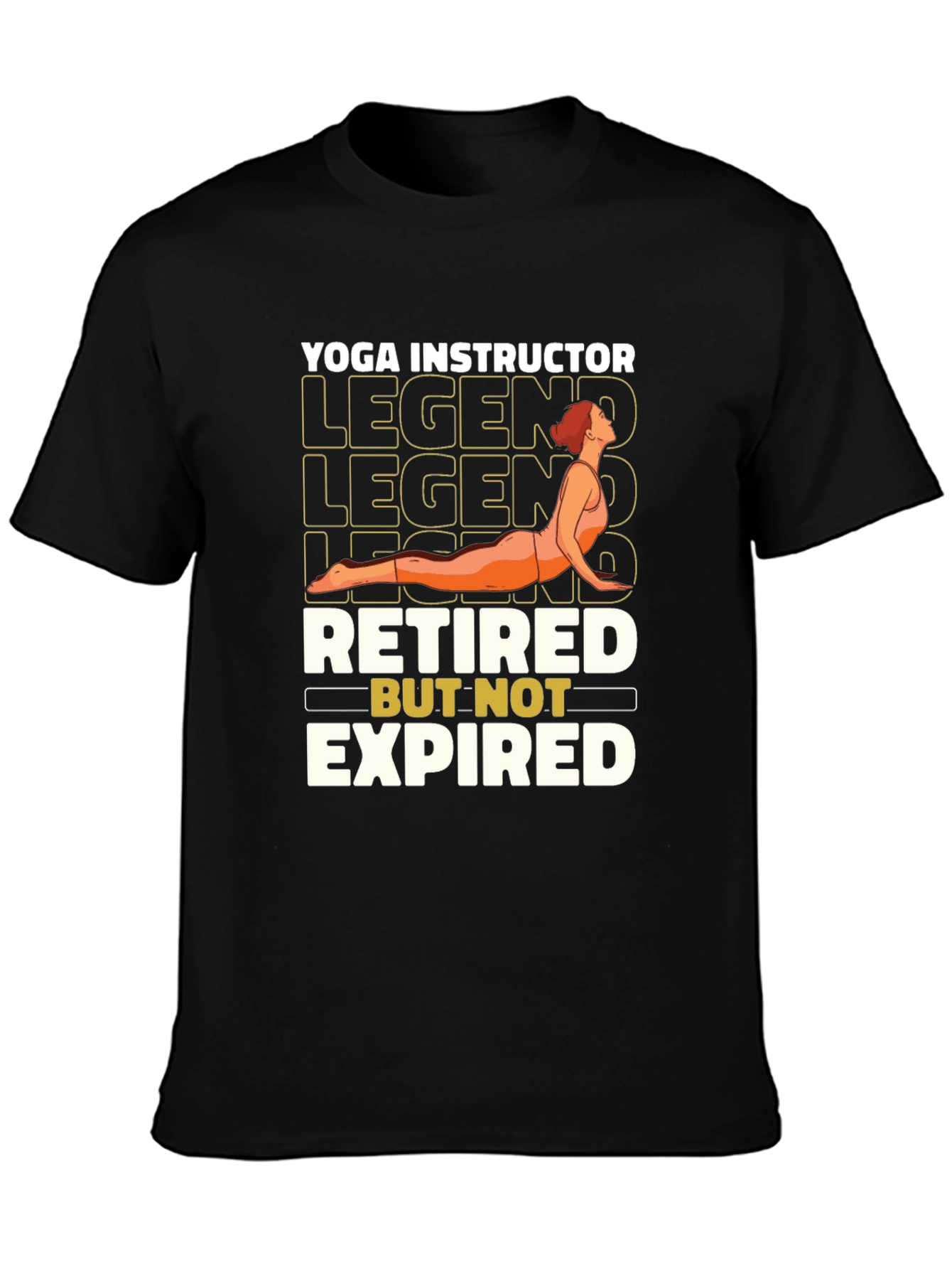 Black Retired Yoga Instructor Legend T-Shirt view 3