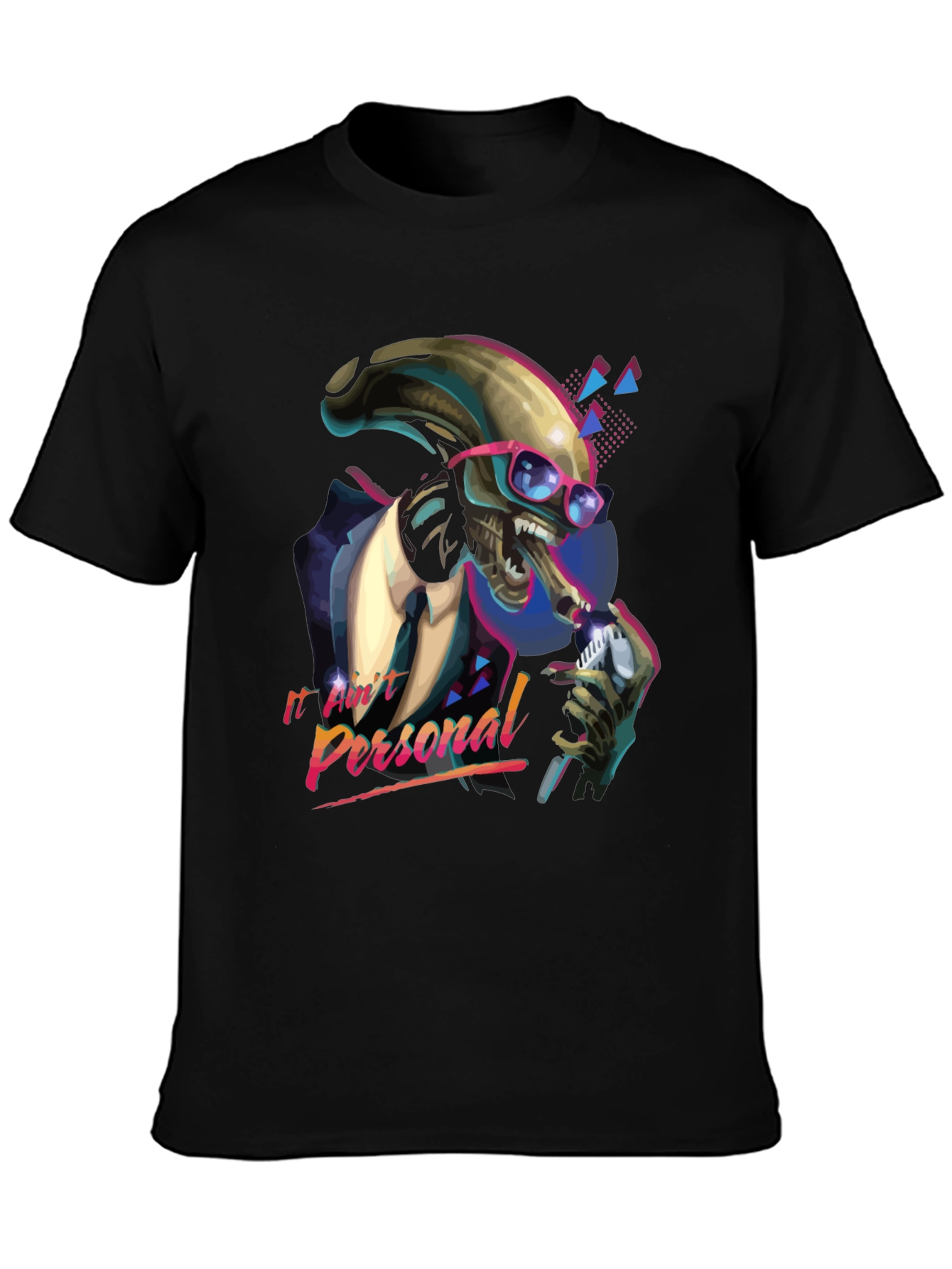 Black Retro Alien Suit T-Shirt - "It Ain't Personal" view 3