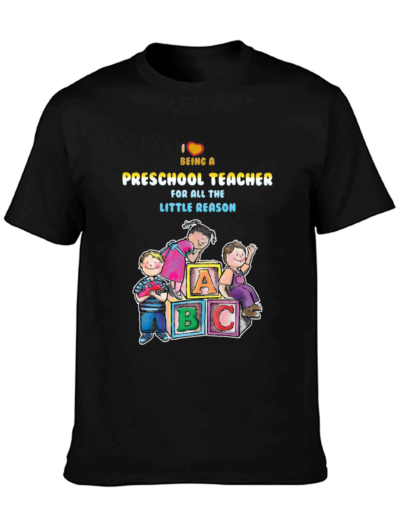 Black Preschool Teacher Graphic Tee view 3