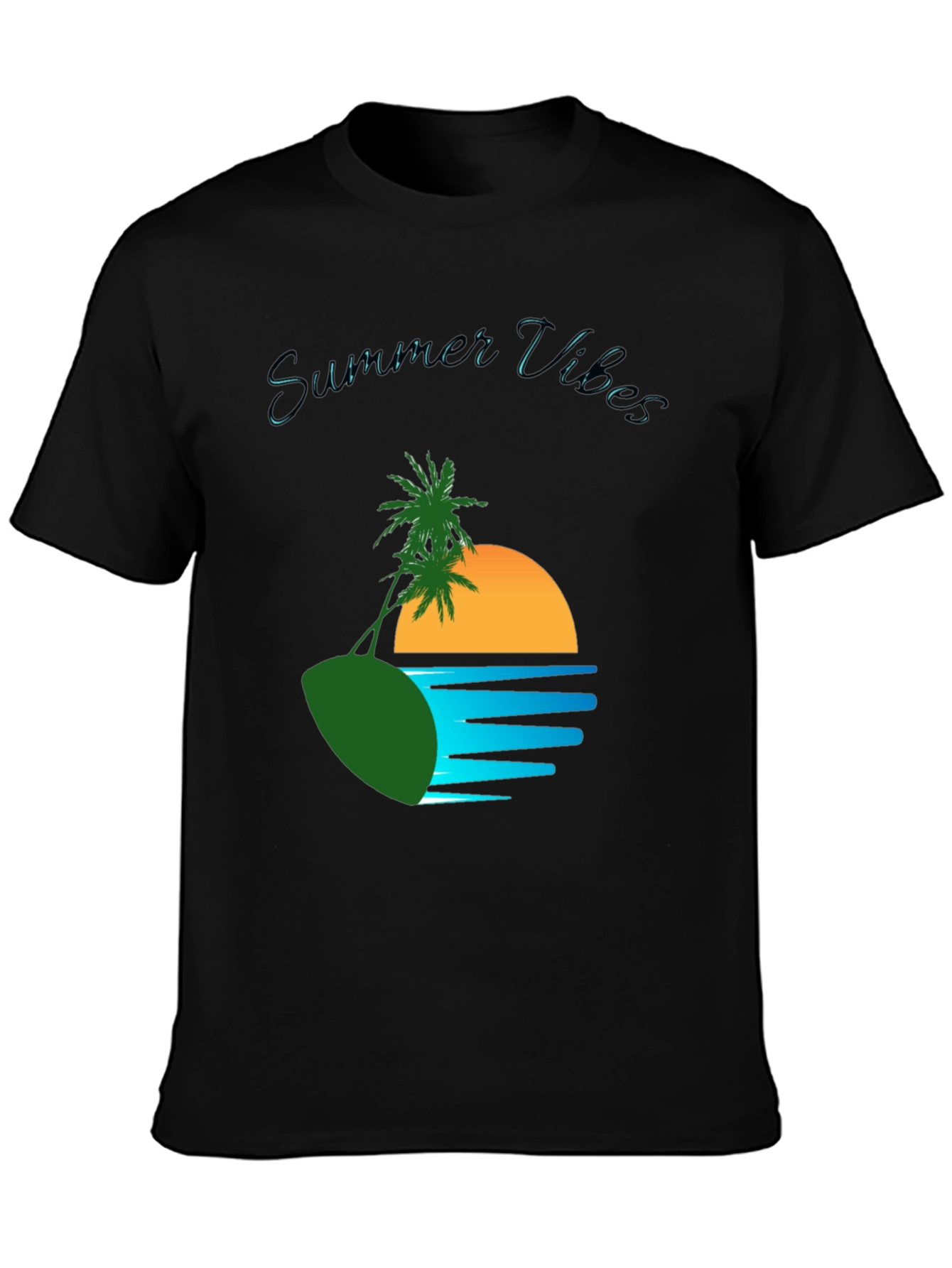 Black Summer Vibes Graphic T-Shirt view 3