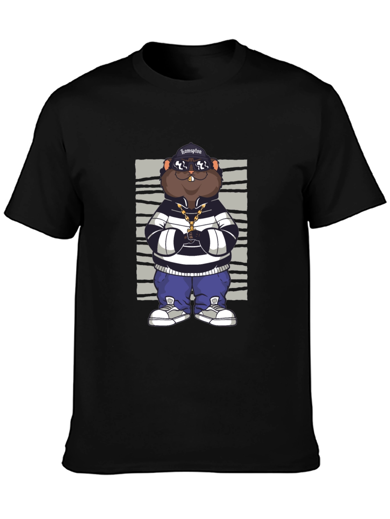 Black Funny Cartoon Animal Graphic Tee view 3